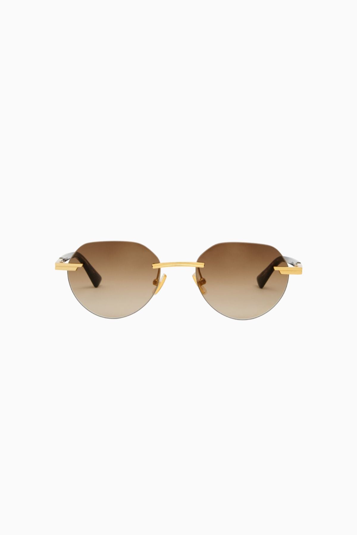 Bottega Veneta Glaze Rimless Sunglasses - Gold/ Brown