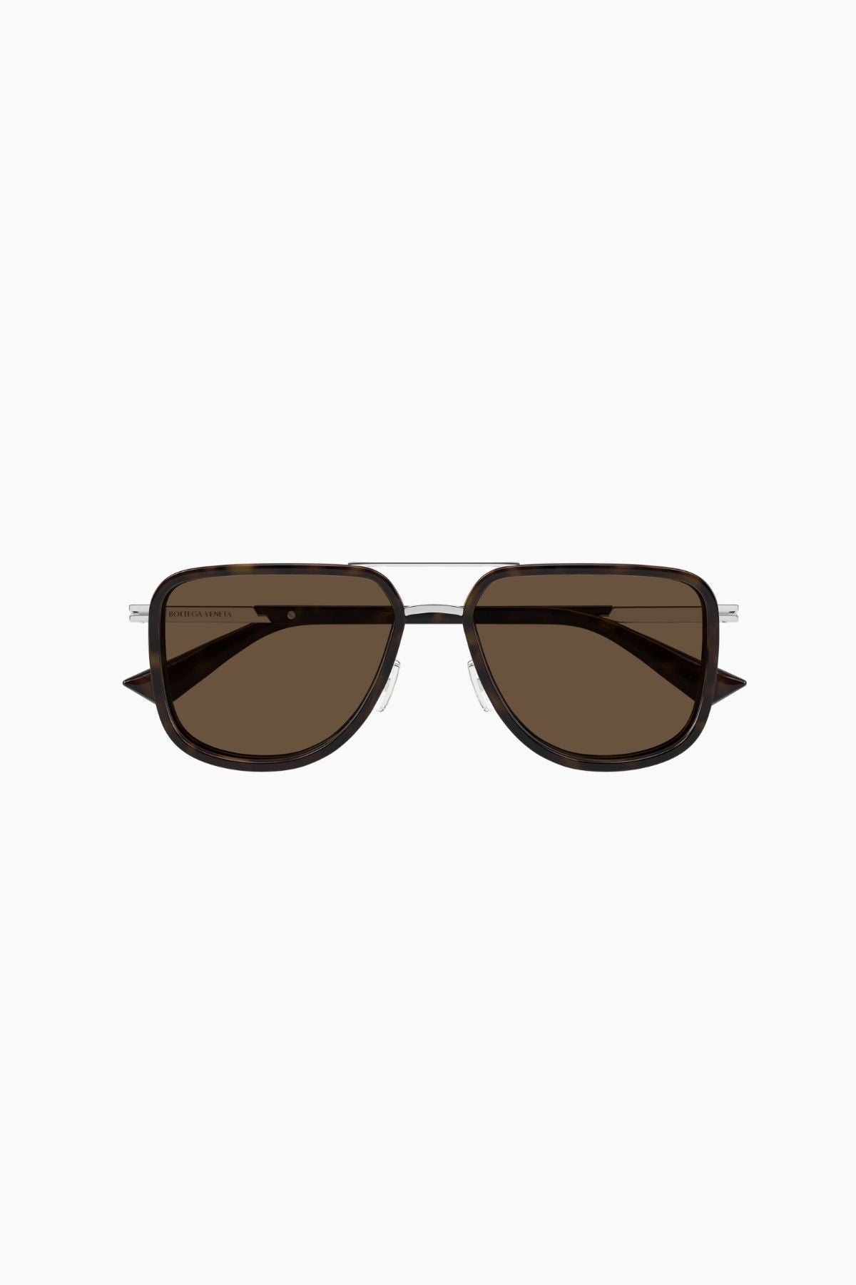Bottega Veneta Square Aviator Sunglasses - Silver/ Brown