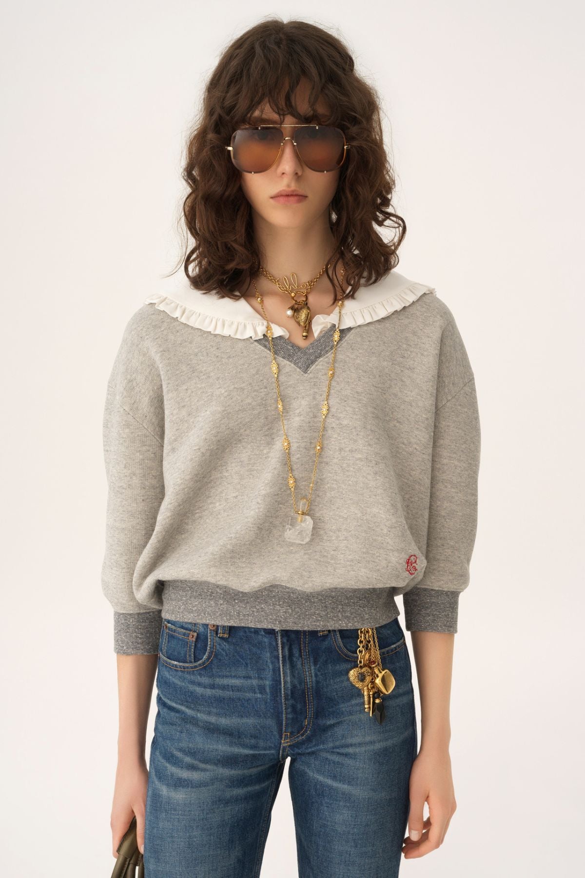 Chloé Collared Sweatshirt - Vapor Grey