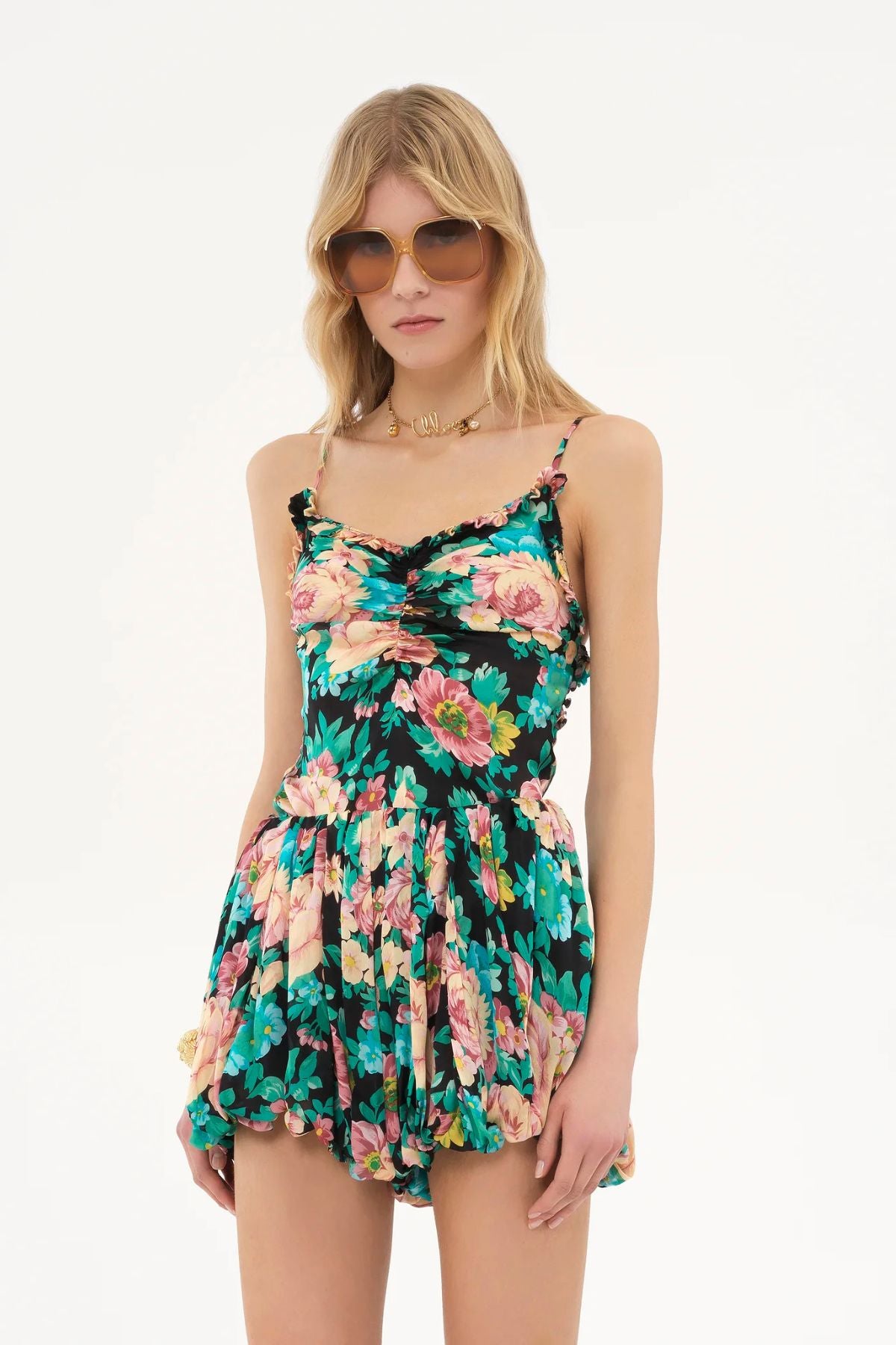 Chloé Floral Print Silk Cami - Black
