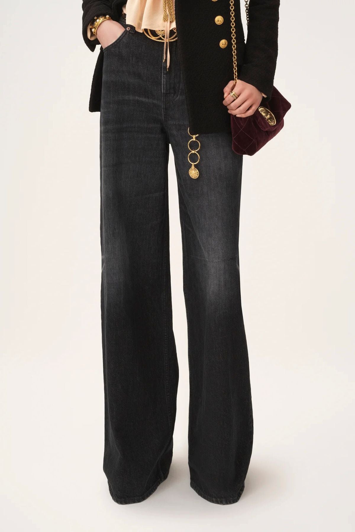 Chloé High Rise Wide Leg Jeans - Onyx Black
