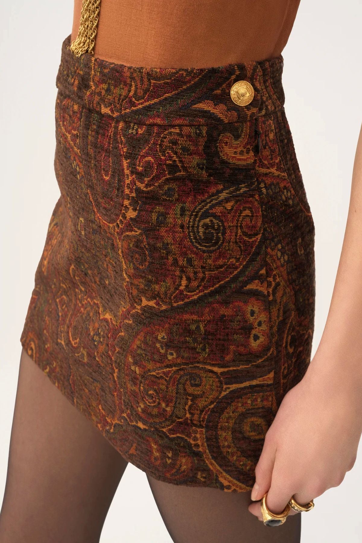 Chloé Jacquard Mini Skirt - Multi Red