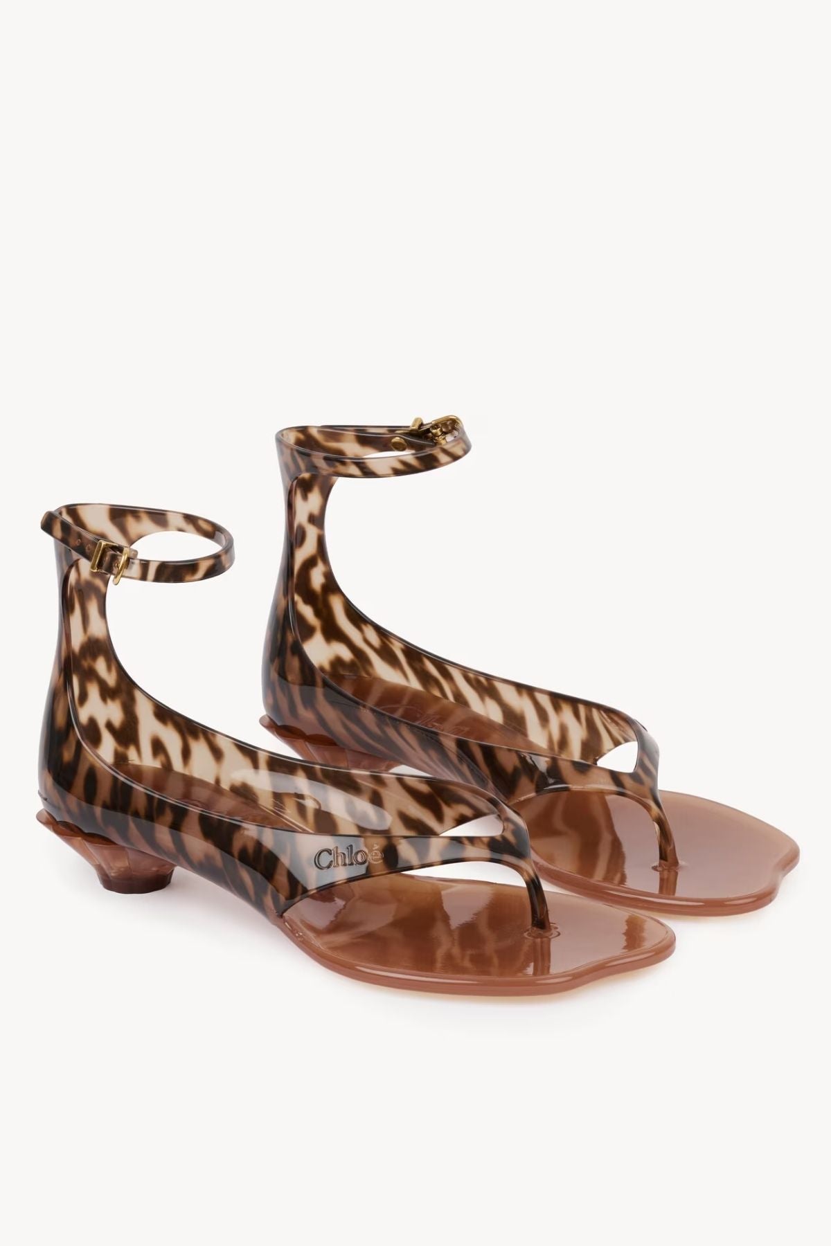 Chloé Jelly Leopard Sandal - Black Brown