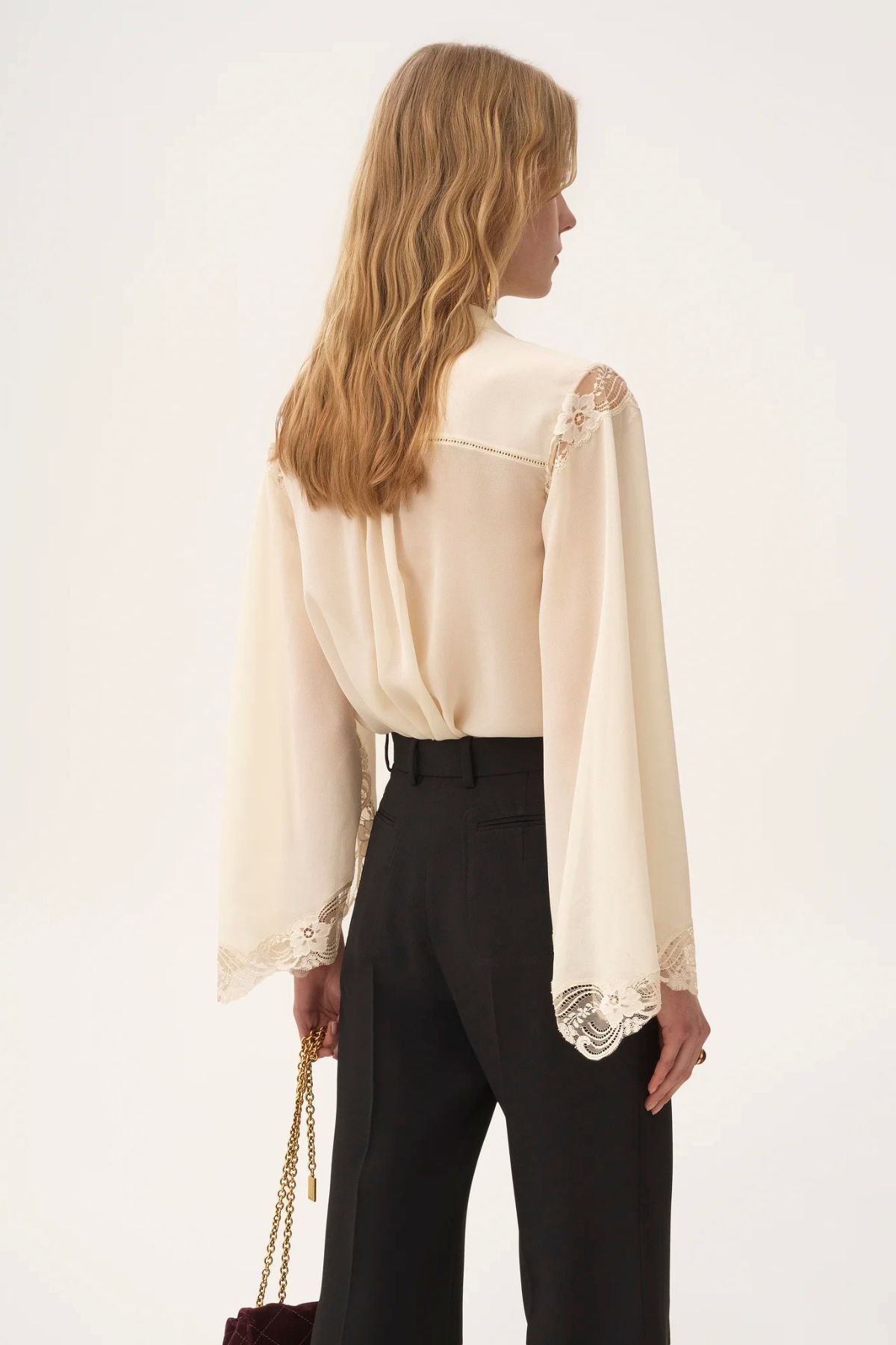 Chloé Mousseline Lace Blouse - Pristine White