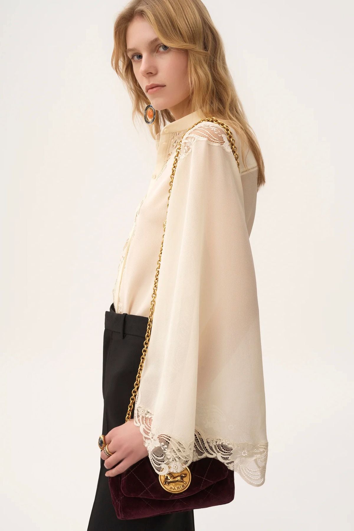 Chloé Mousseline Lace Blouse - Pristine White