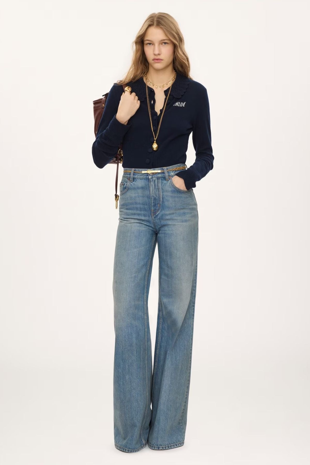 Chloé Multistitch Knit Cardigan - Ink Navy