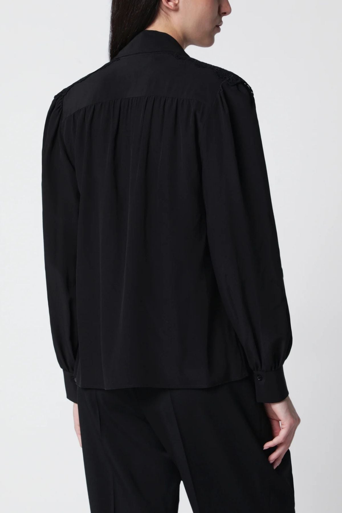 Chloé Organic Silk Bow Tie Blouse - Black
