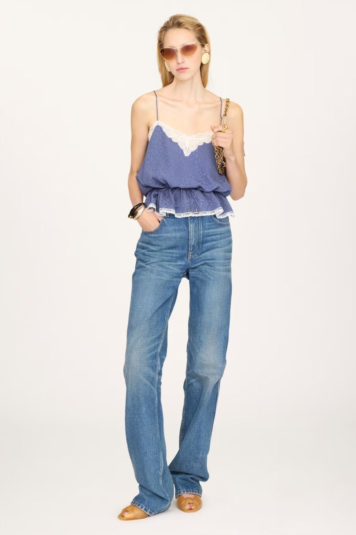 Chloé Organic Silk Jacquard Camisole - Washed Blue