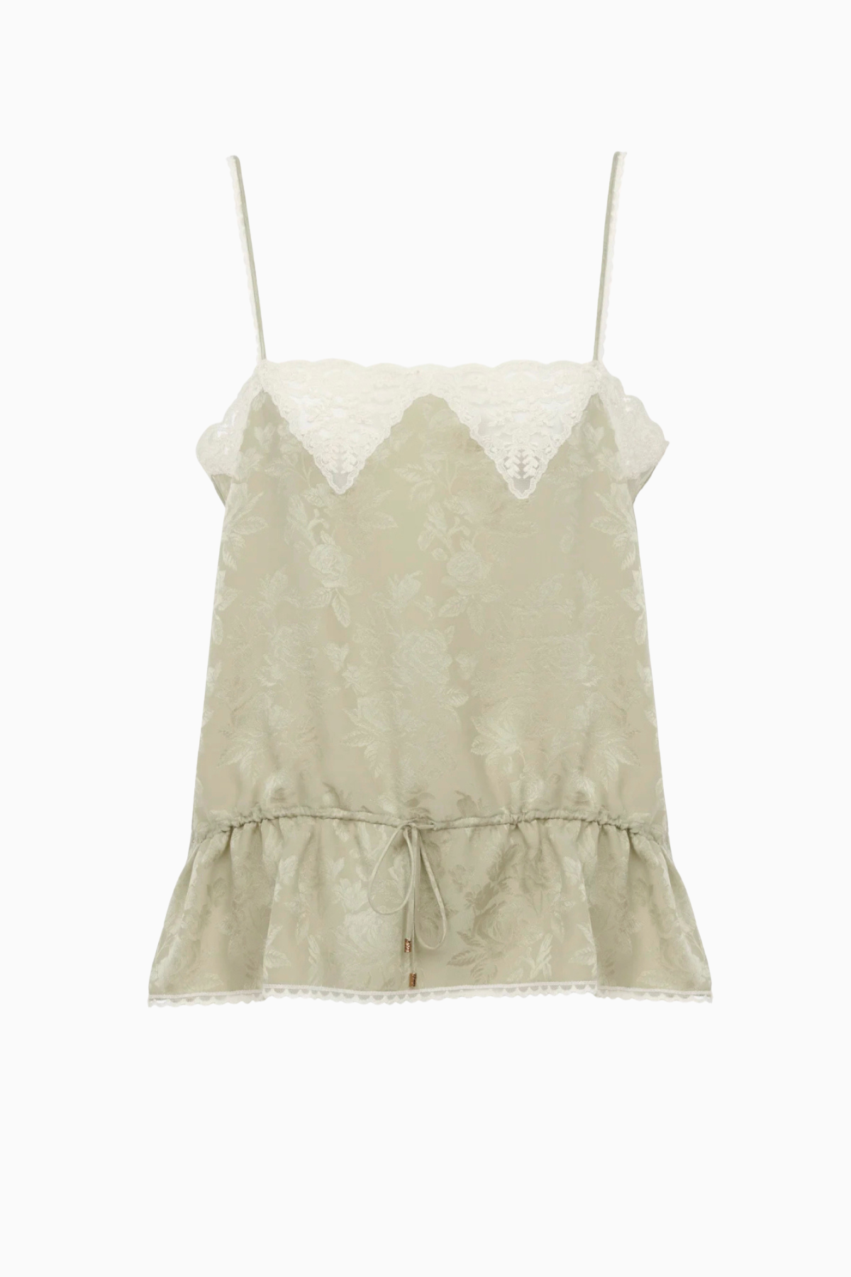 Chloé Roses Jacquard Lace Trim Camisole - Clear Green