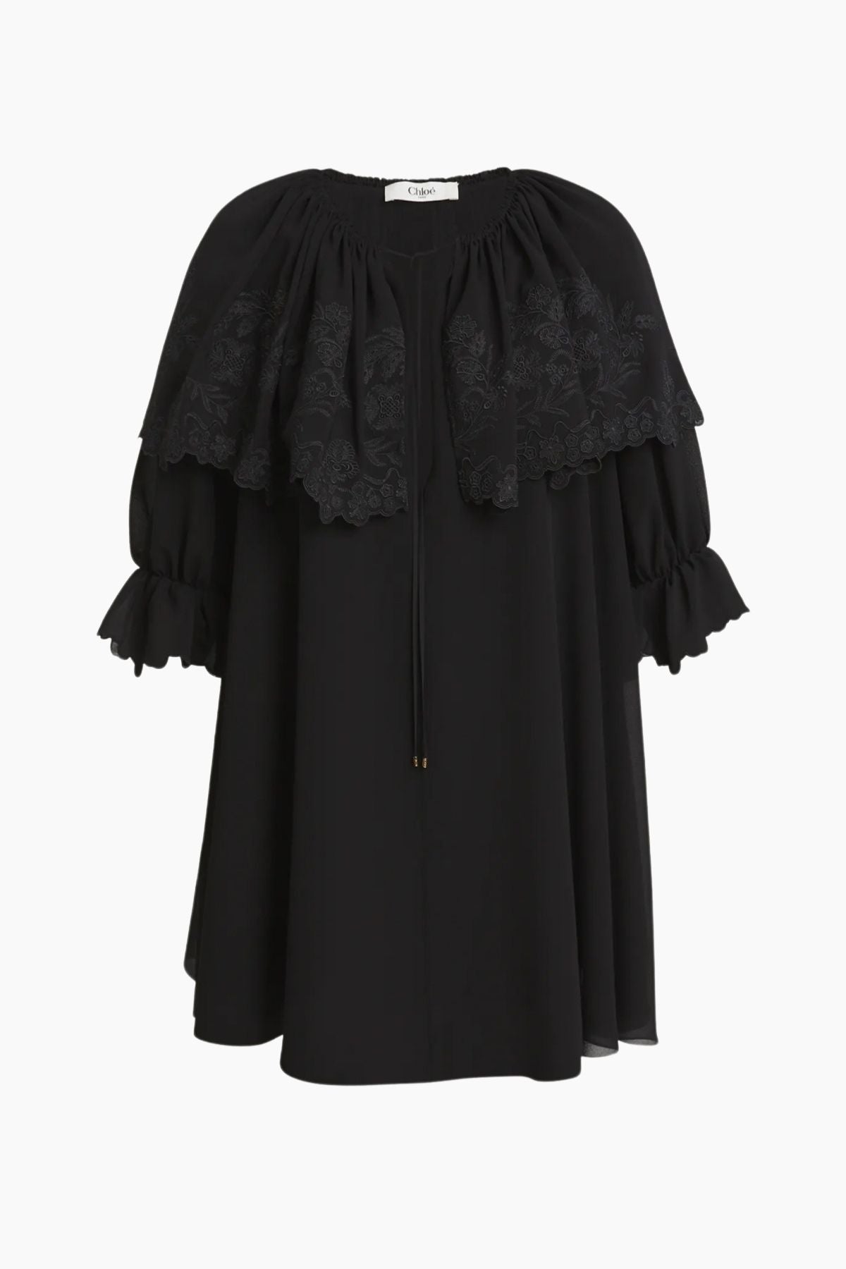 Chlo Ruffle Shoulder Georgette Mini Dress - Black GRACE Melbourne Chlo Ruffle Shoulder Georgette Mini Dress - Black GRACE Melbourne