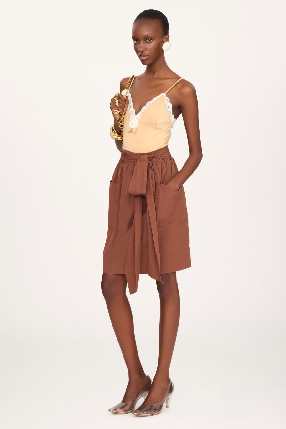 Chloé Skirt with Tie - Plain Brown