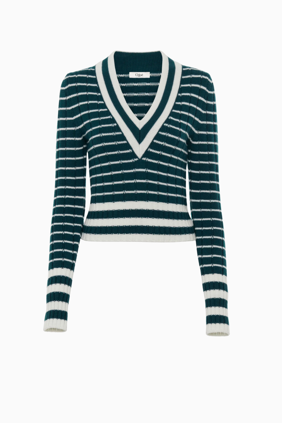 Chloé V-Neck Sweater - Green White