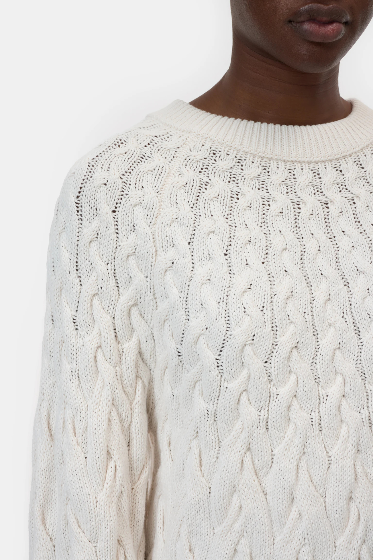 CLOSED Cable Crew Neck Sweater - Ecru