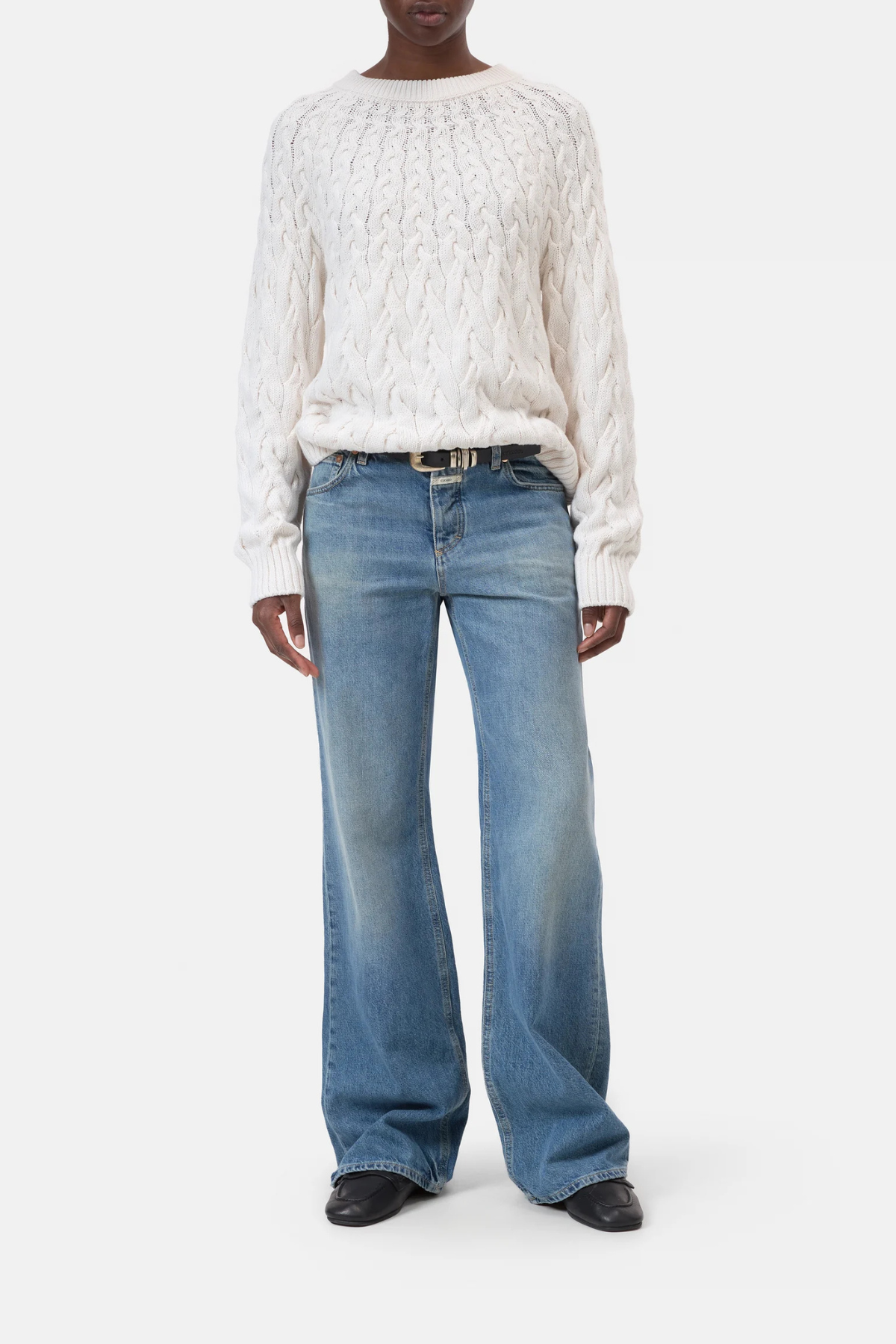 CLOSED Cable Crew Neck Sweater - Ecru