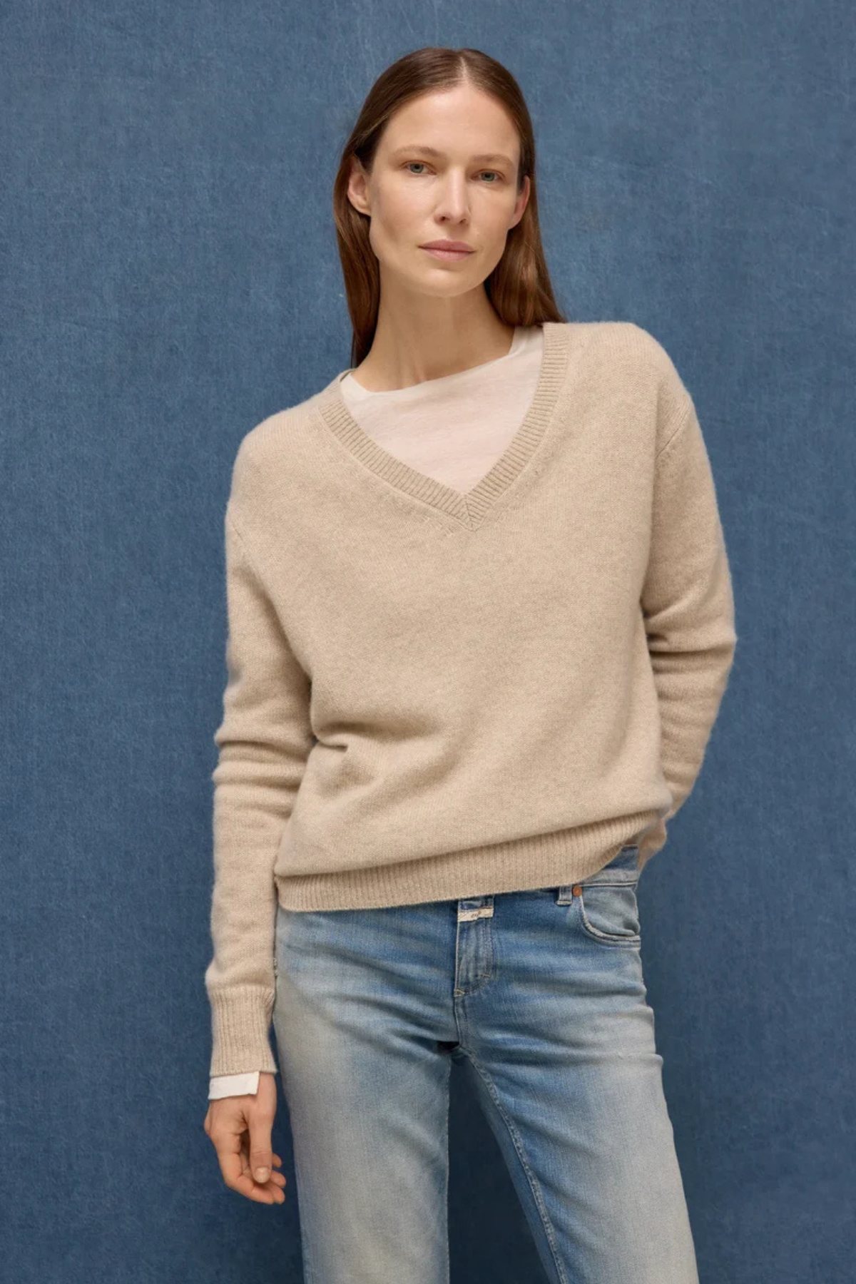 CLOSED Cashmere V-Neck Jumper - Clay Beige