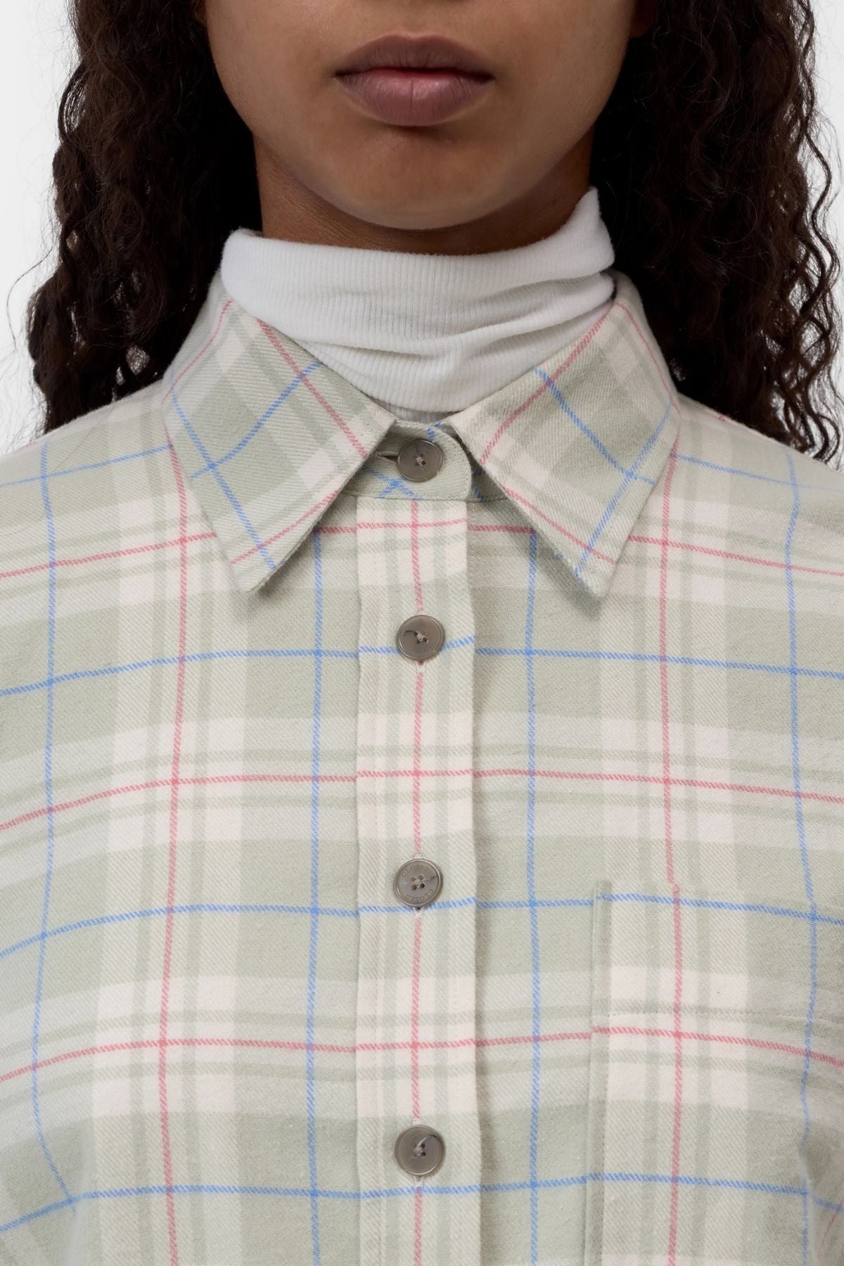 CLOSED Cropped Check Oversized Shirt - Stoneleaf
