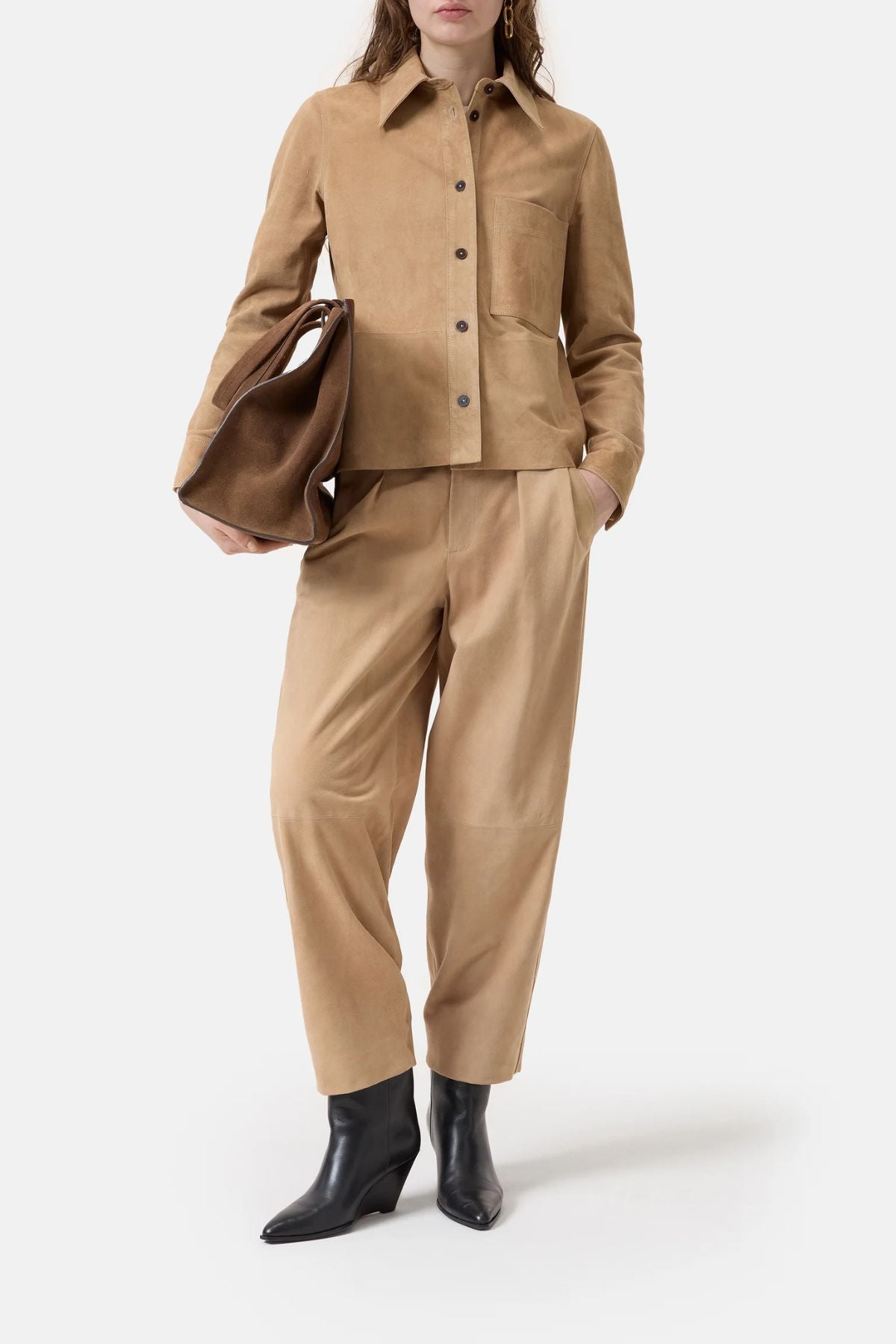 Closed Goat Suede Shirt Jacket - Desert Beige