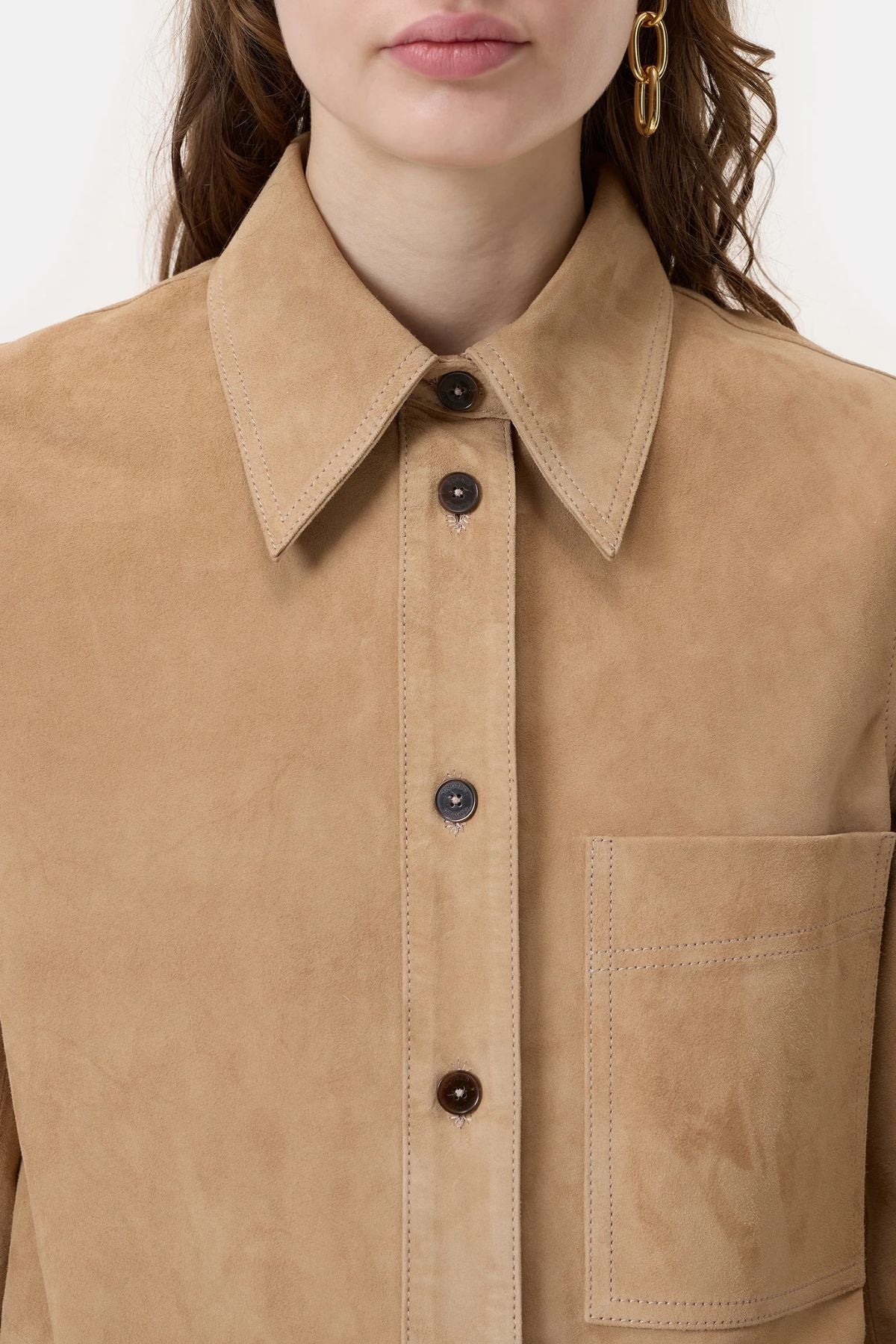 Closed Goat Suede Shirt Jacket - Desert Beige
