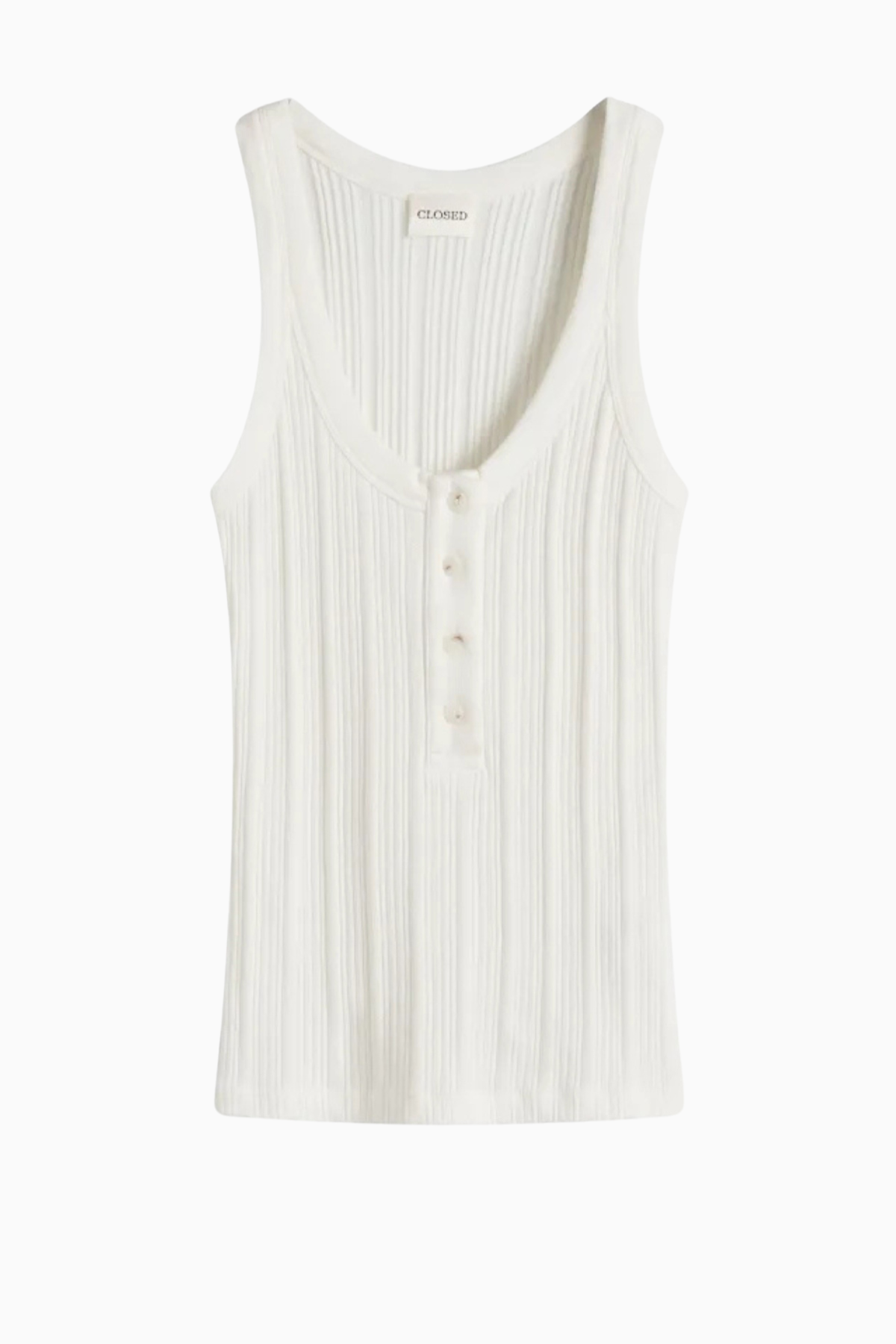 Closed Half Placket Tank Top - Ivory