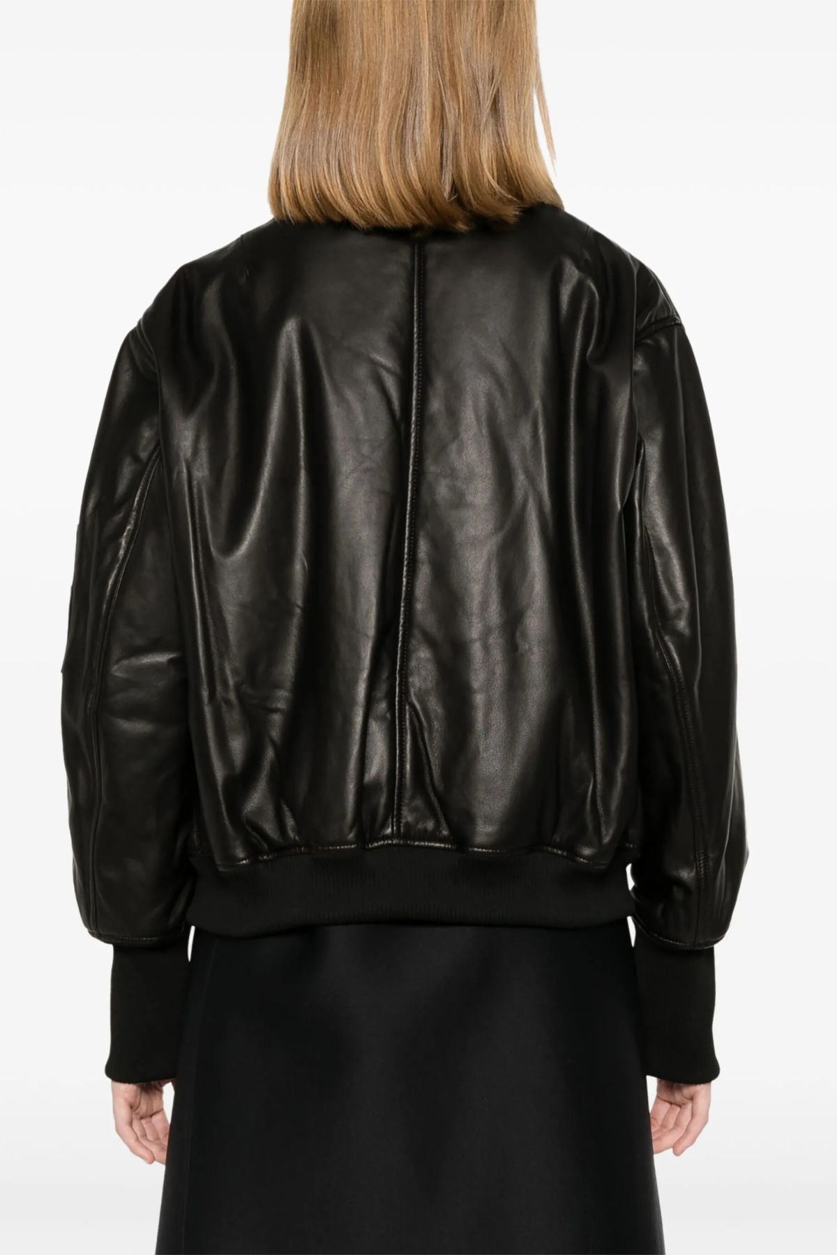 CLOSED Leather Bomber Jacket - Black