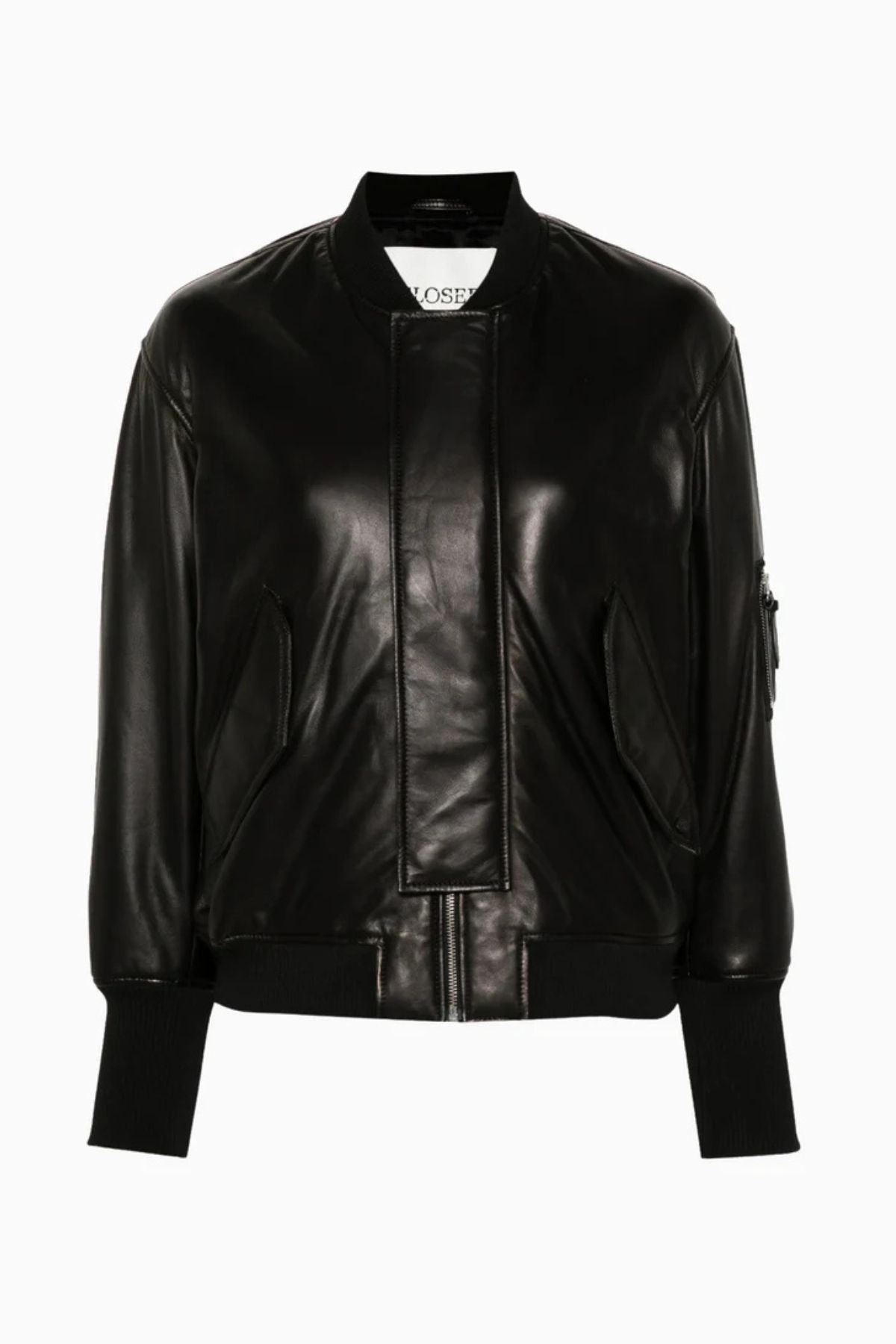 CLOSED Leather Bomber Jacket - Black