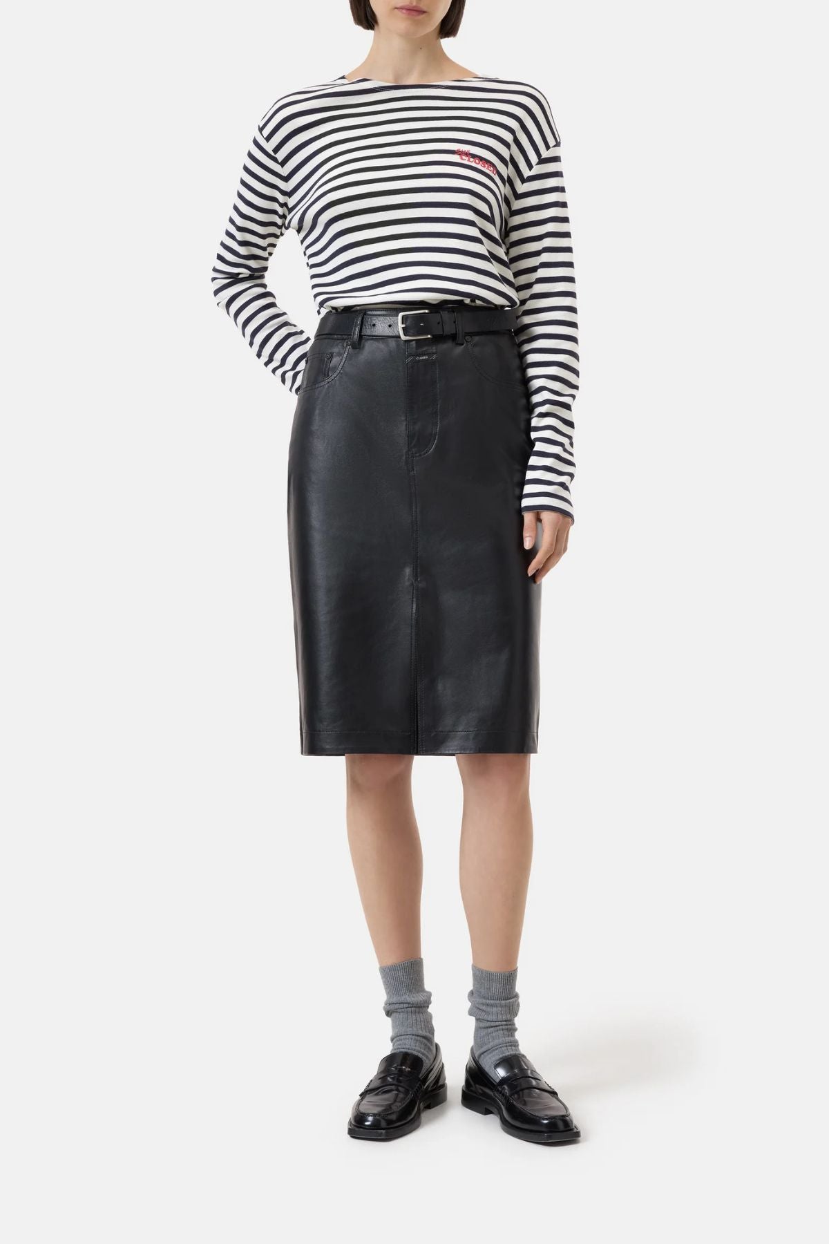 CLOSED LS Stay Closed Striped T-Shirt - Dark Night