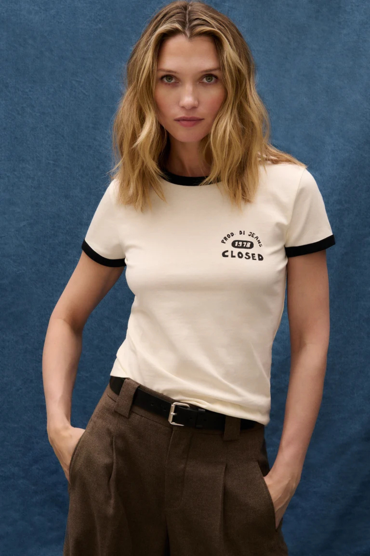 CLOSED Organic Jersey 1978 Ringer Tee - Ivory