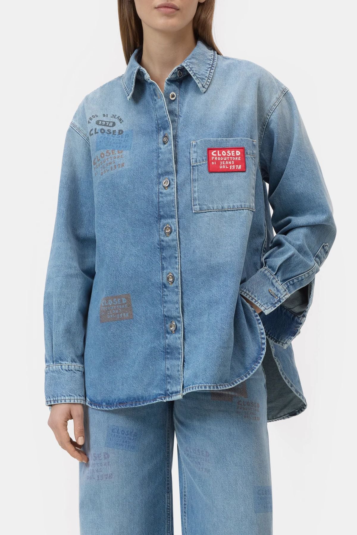 CLOSED Oversized Denim Shirt - Mid Blue