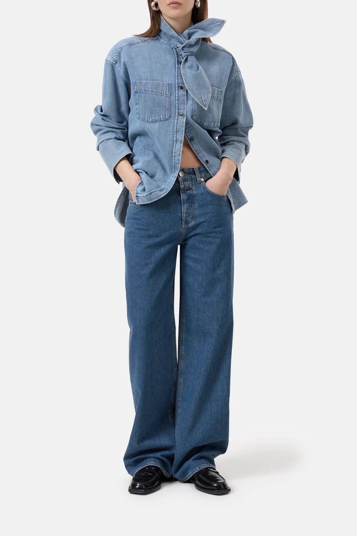 CLOSED Scarf Denim Shirt - Light Blue