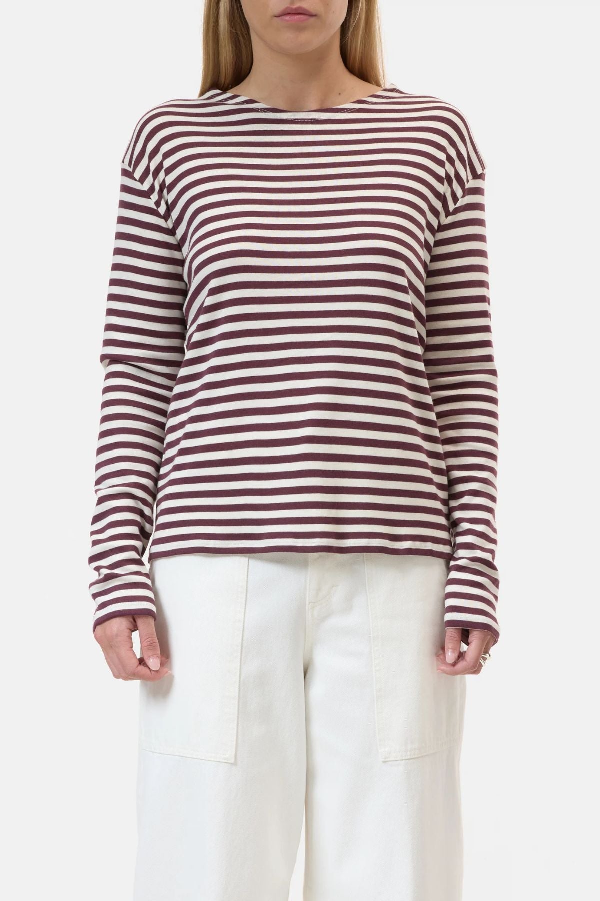 CLOSED Striped Long Sleeve T-Shirt - Dark Raisin