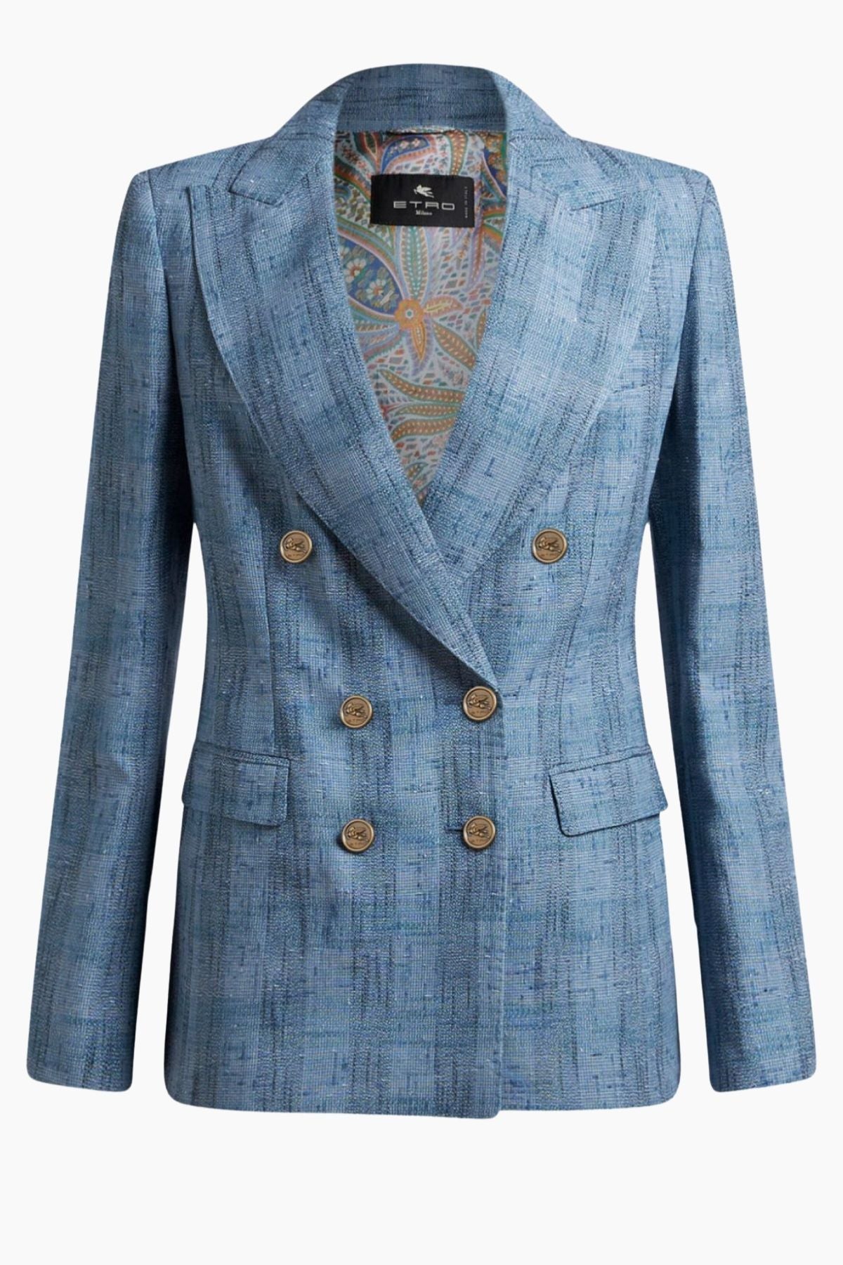 Etro Check Double Breasted Blazer - Blue