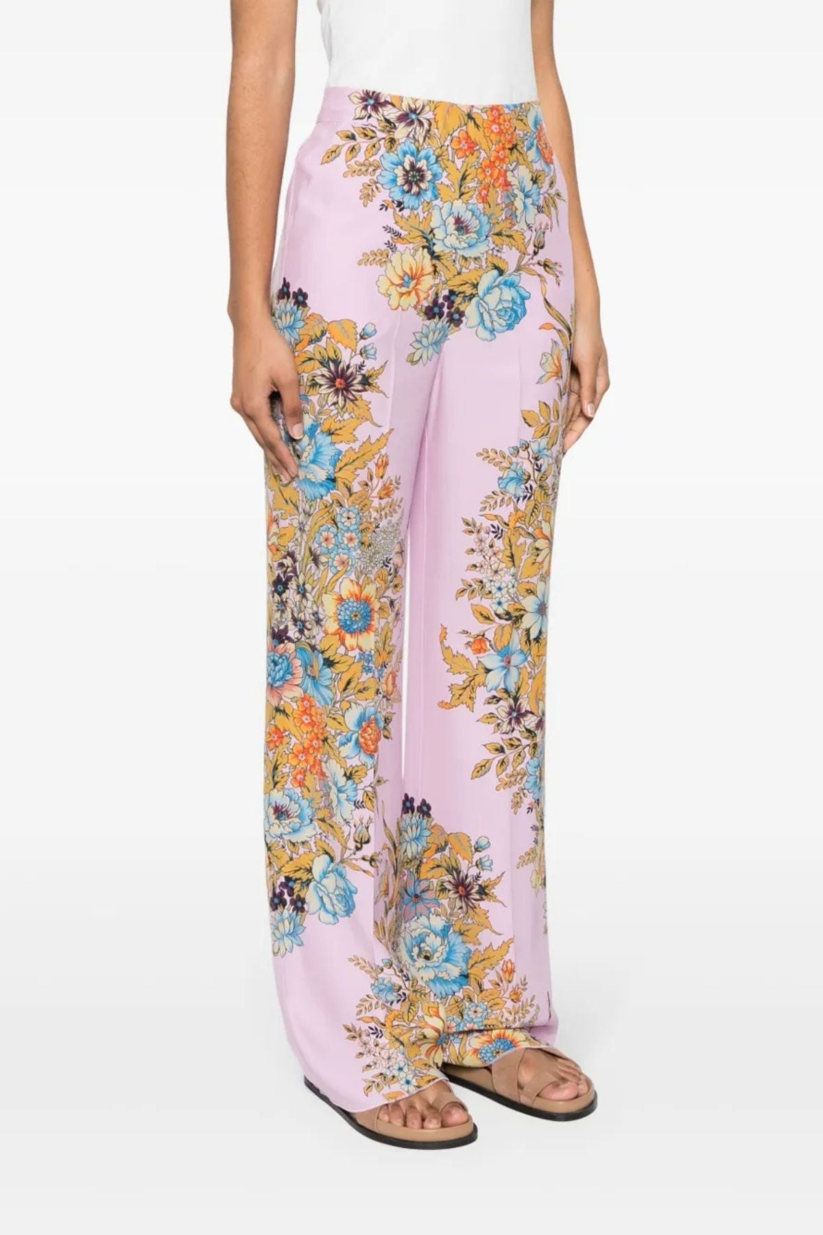 Etro Floral Silk Pyjama Pant - Pink Multi