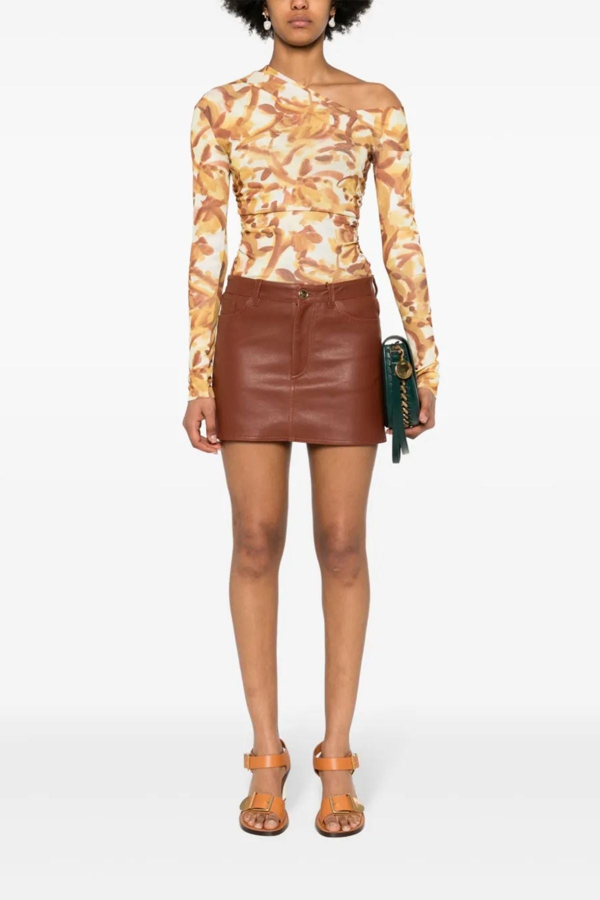Etro Mini Leather Skirt - Brown