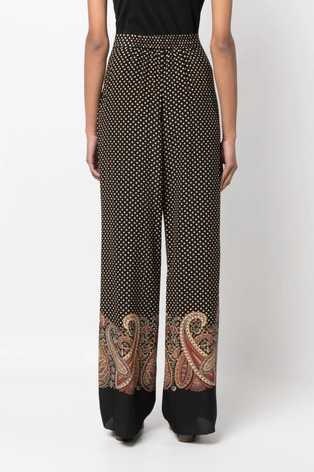 Etro Paisley Dot Print Silk Pant - Black