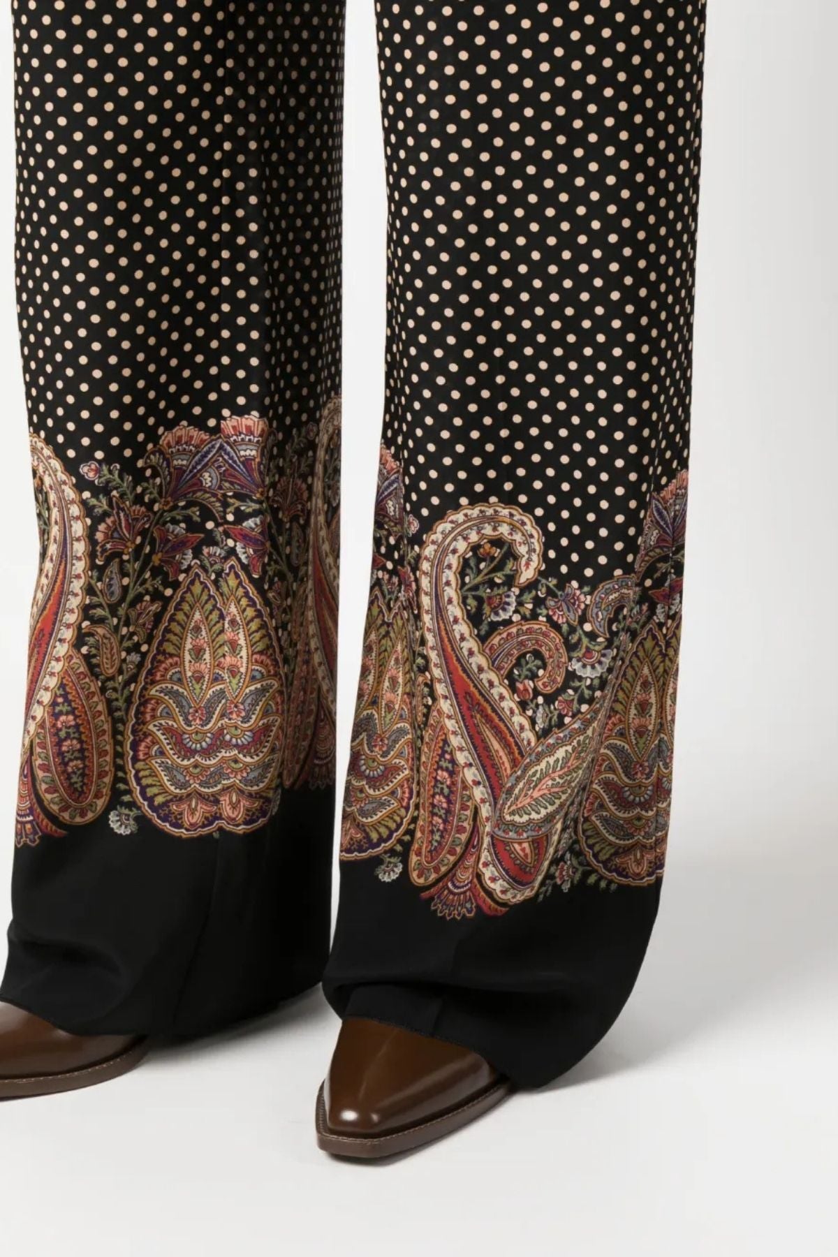 Etro Paisley Dot Print Silk Pant - Black