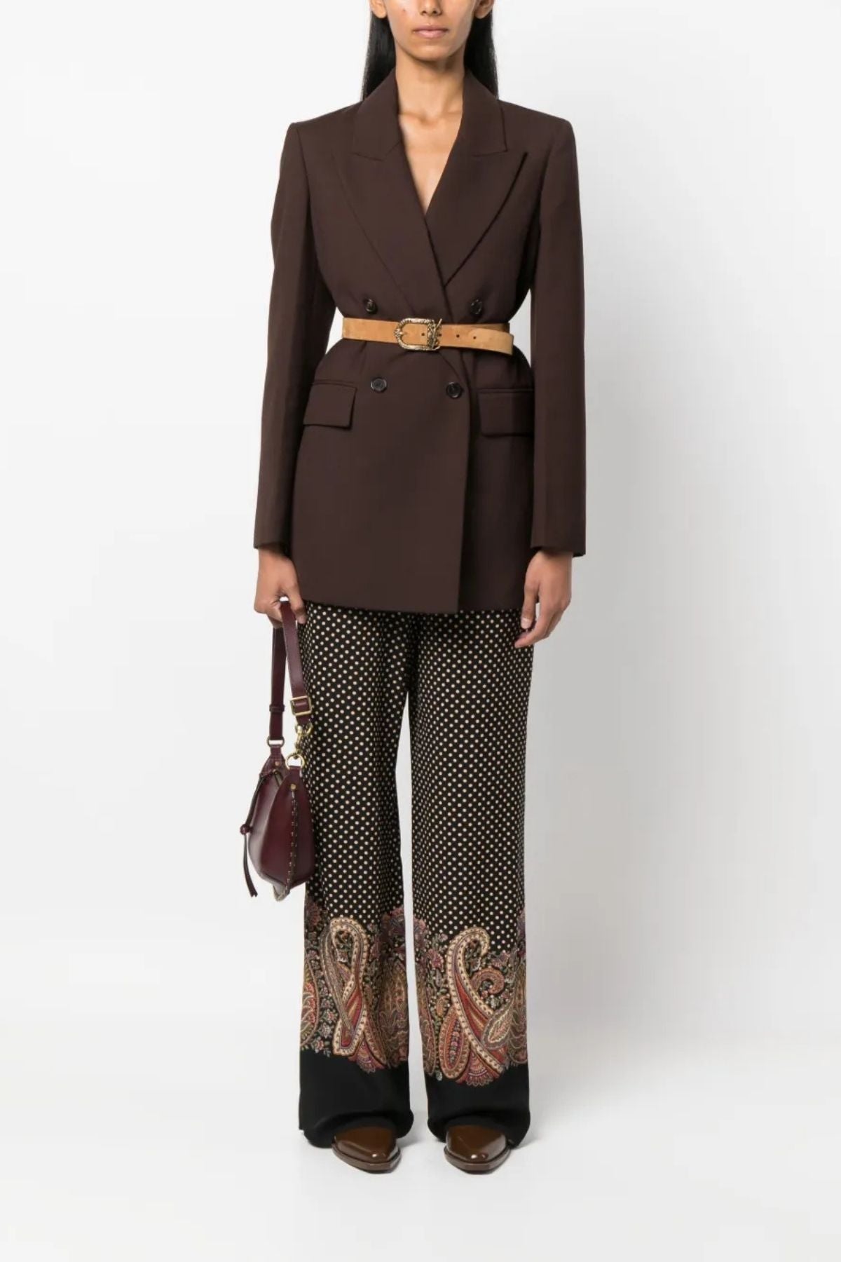 Etro Paisley Dot Print Silk Pant - Black