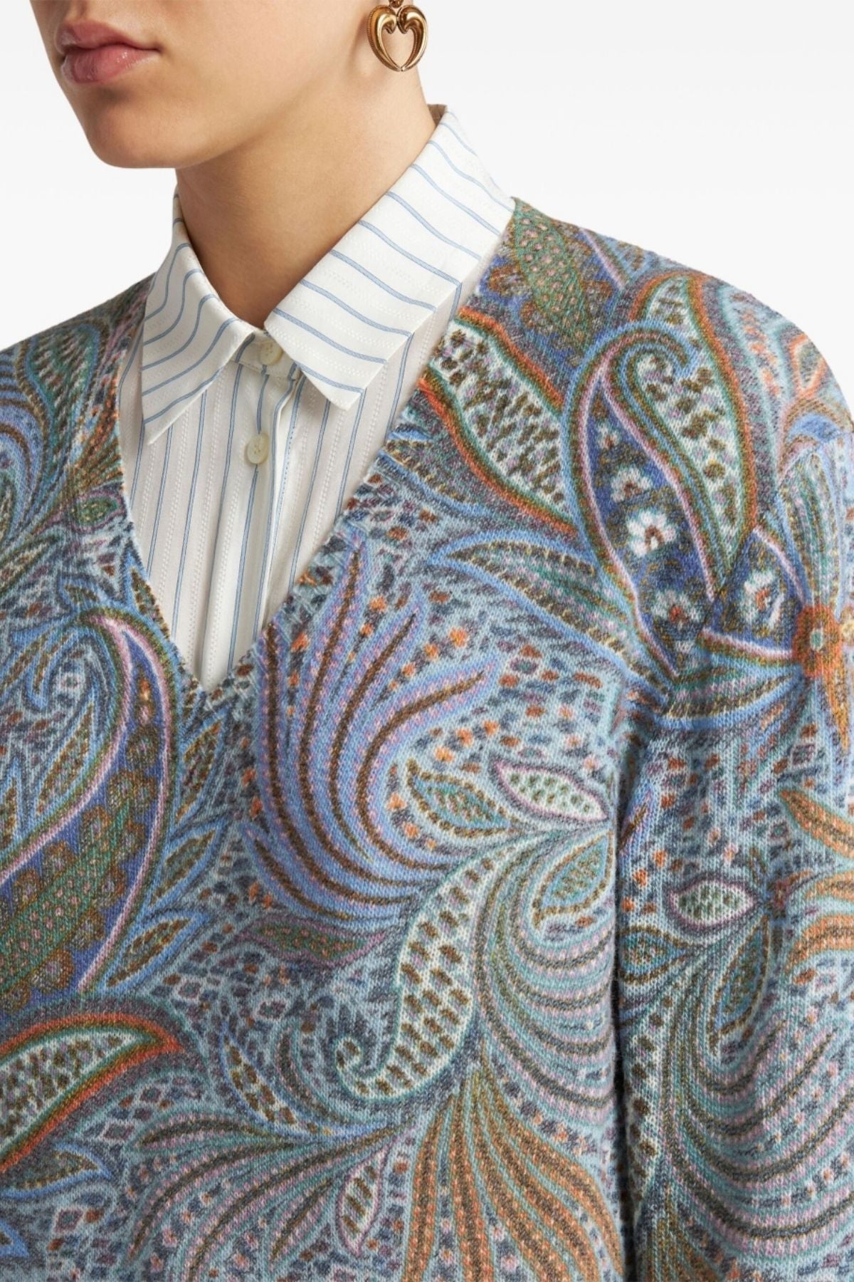 Etro Paisley V Neck Knit Jumper