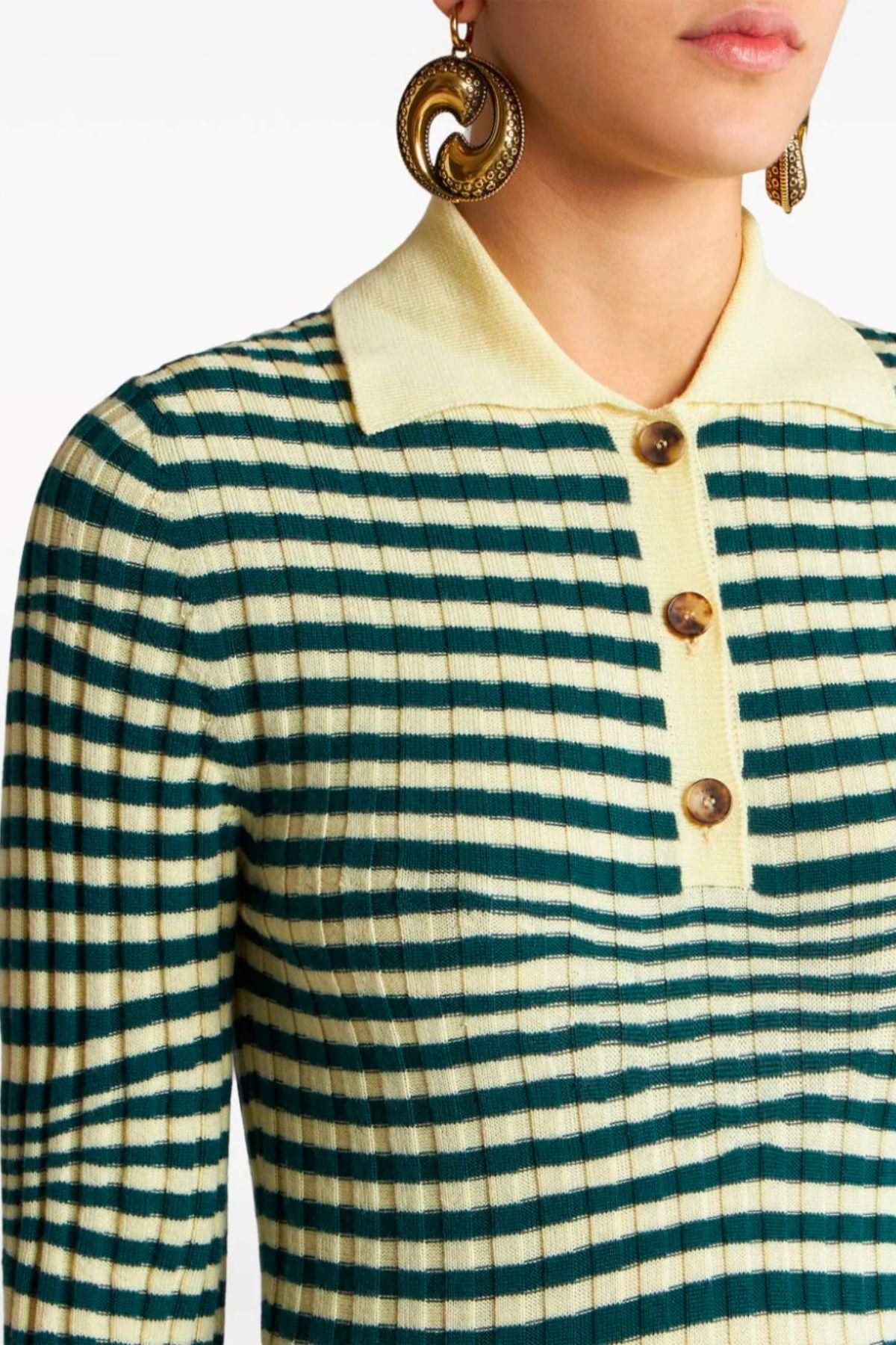 Etro Striped Knitted Polo Jumper - Green