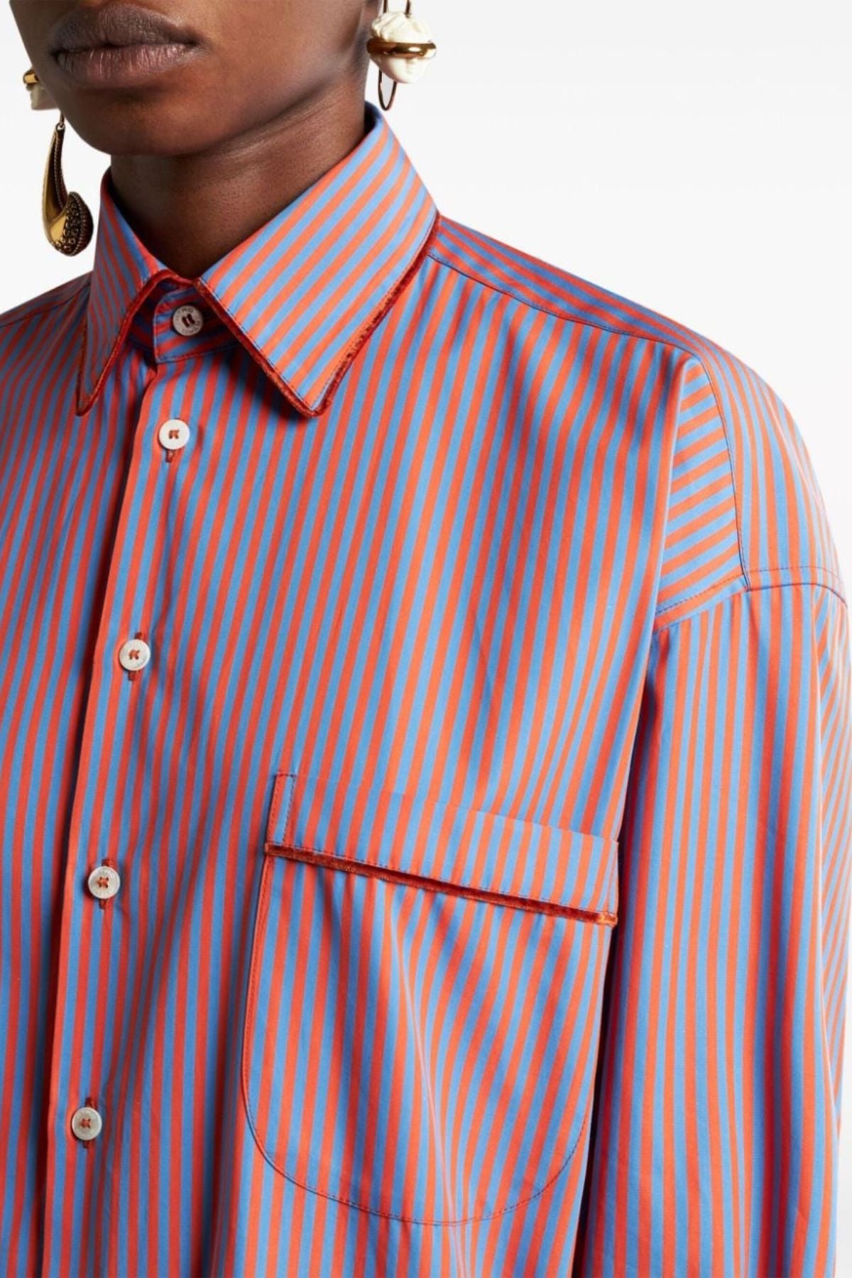 Etro Oversized Striped Cotton Shirt - Red