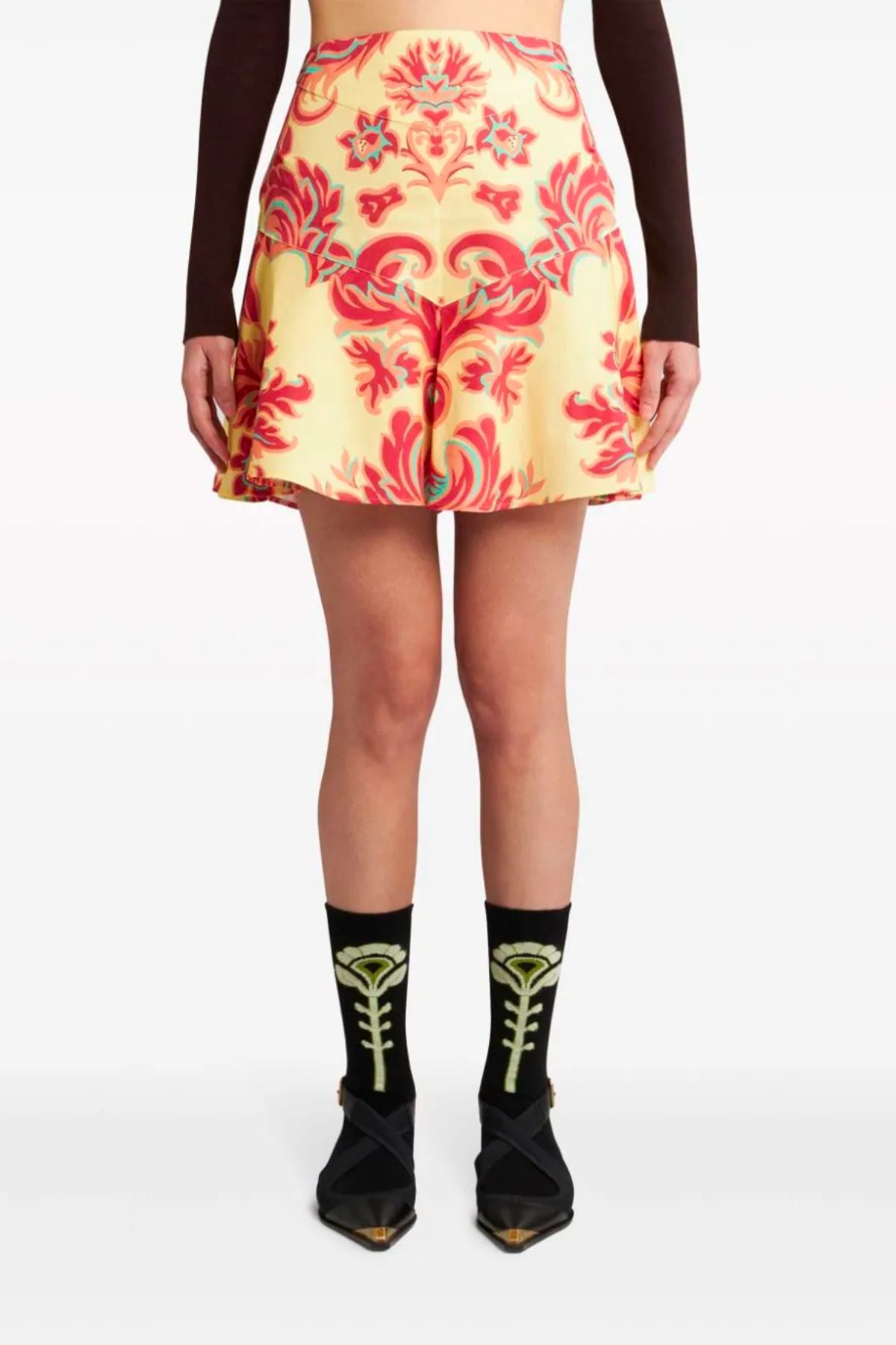 Etro Venus Print Cotton Mini Skirt - Yellow