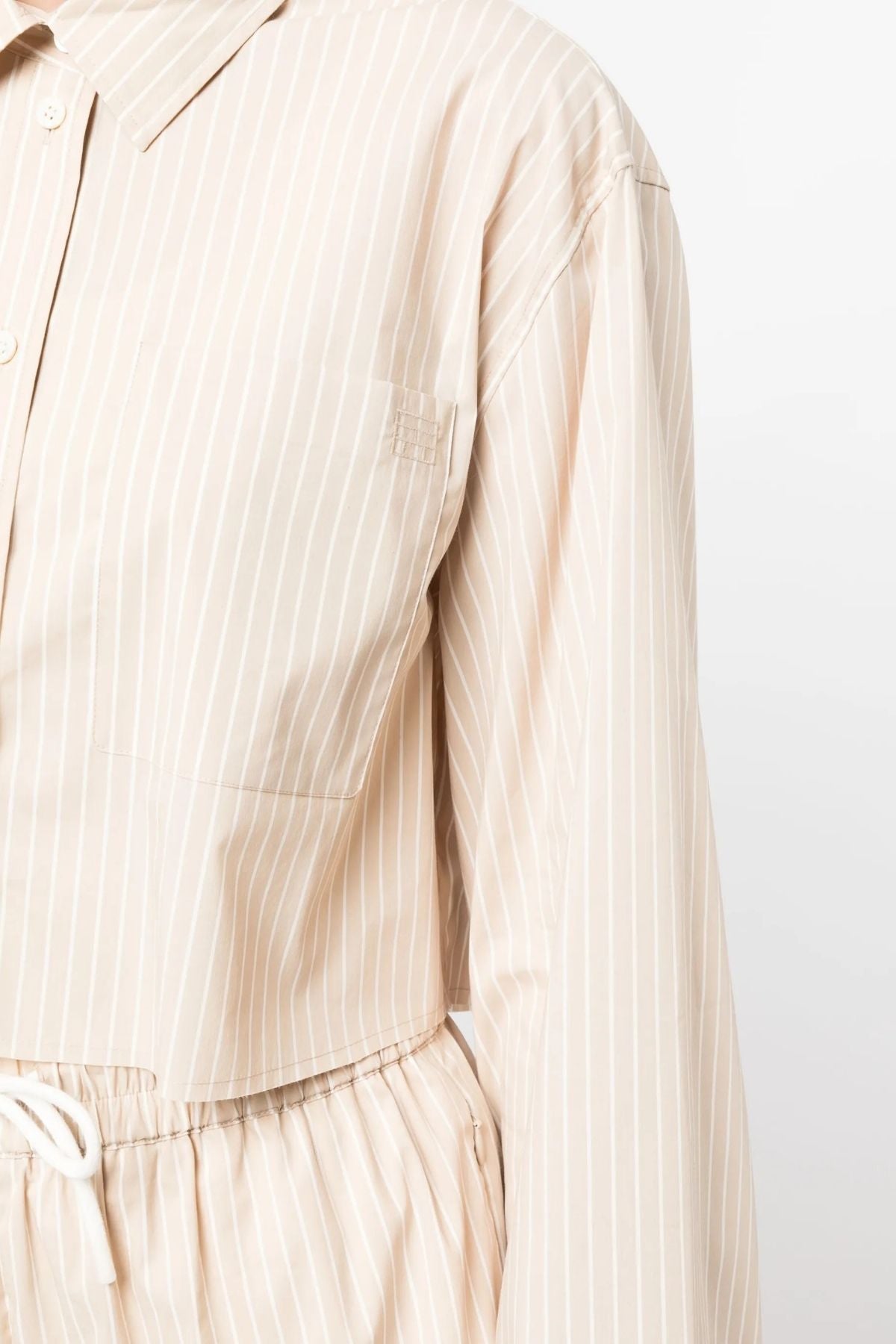 Frame Denim Cropped Wide Sleeve Shirt - Sand Multi