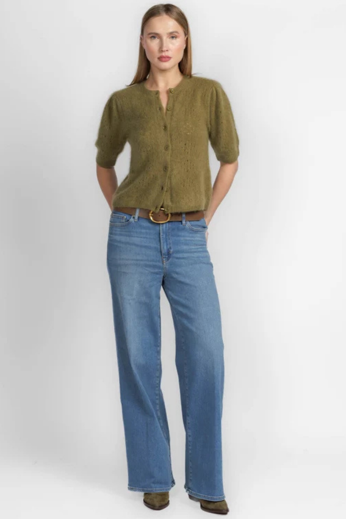 FRAME Denim The Cashmere Airy Cardigan - Deep Olive