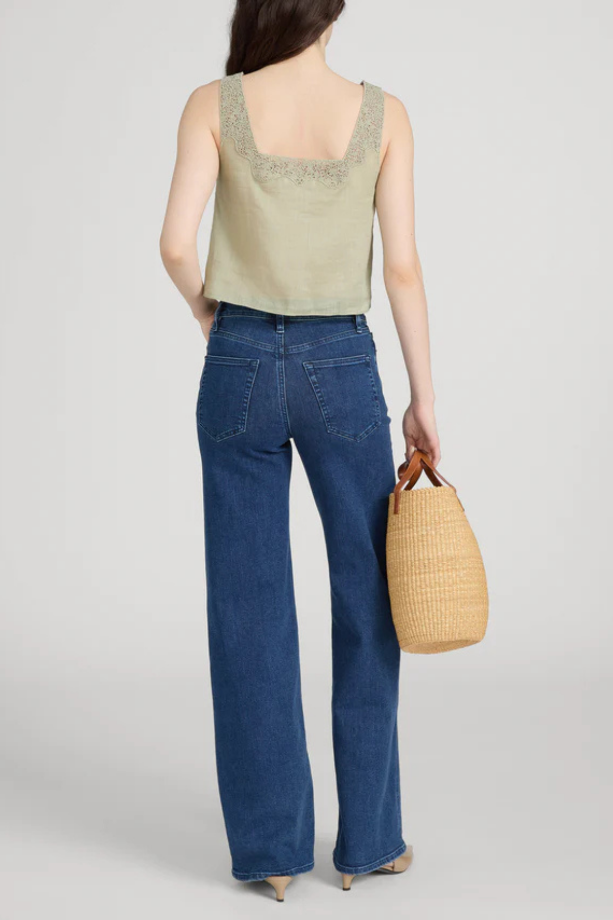 Frame Denim The Embroidered Tank - Sage