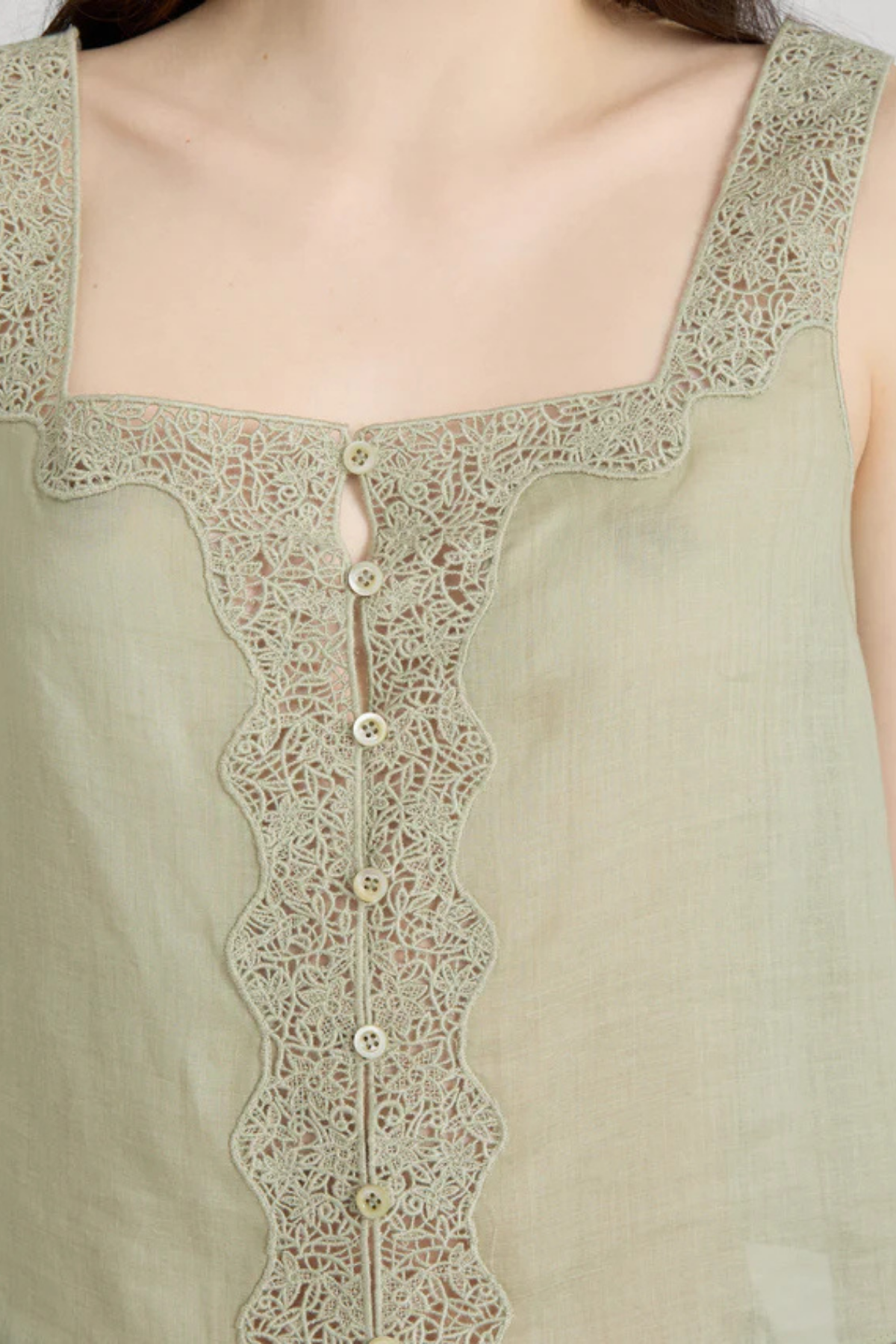 Frame Denim The Embroidered Tank - Sage