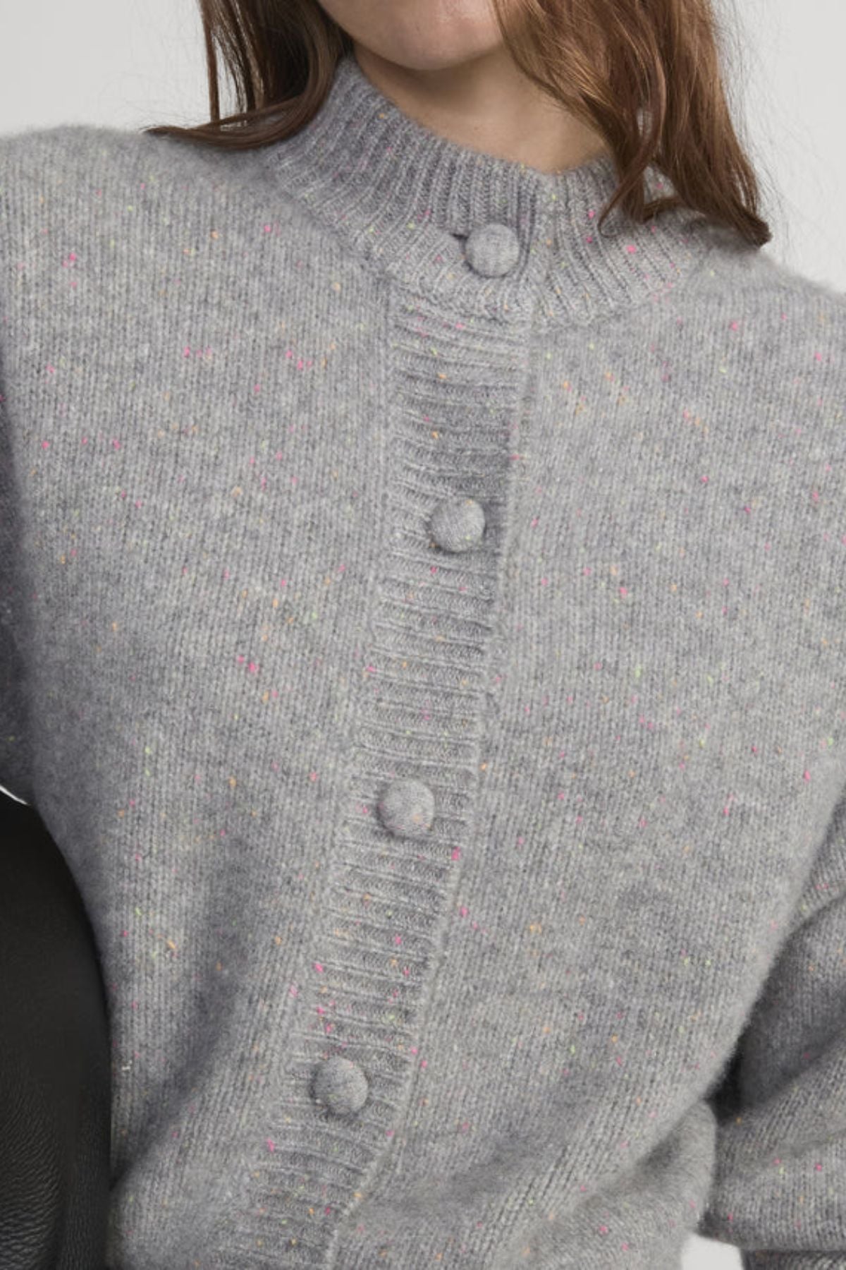 Frame Denim The Cashmere Fleck Cardigan - Silver