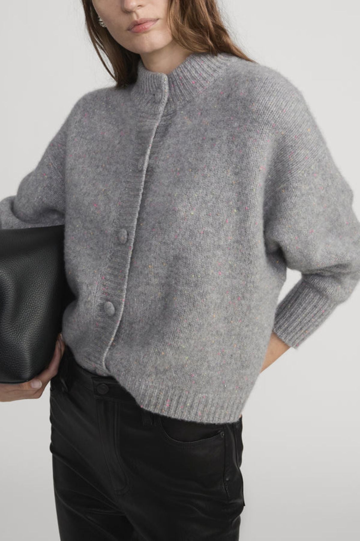 Frame Denim The Cashmere Fleck Cardigan - Silver