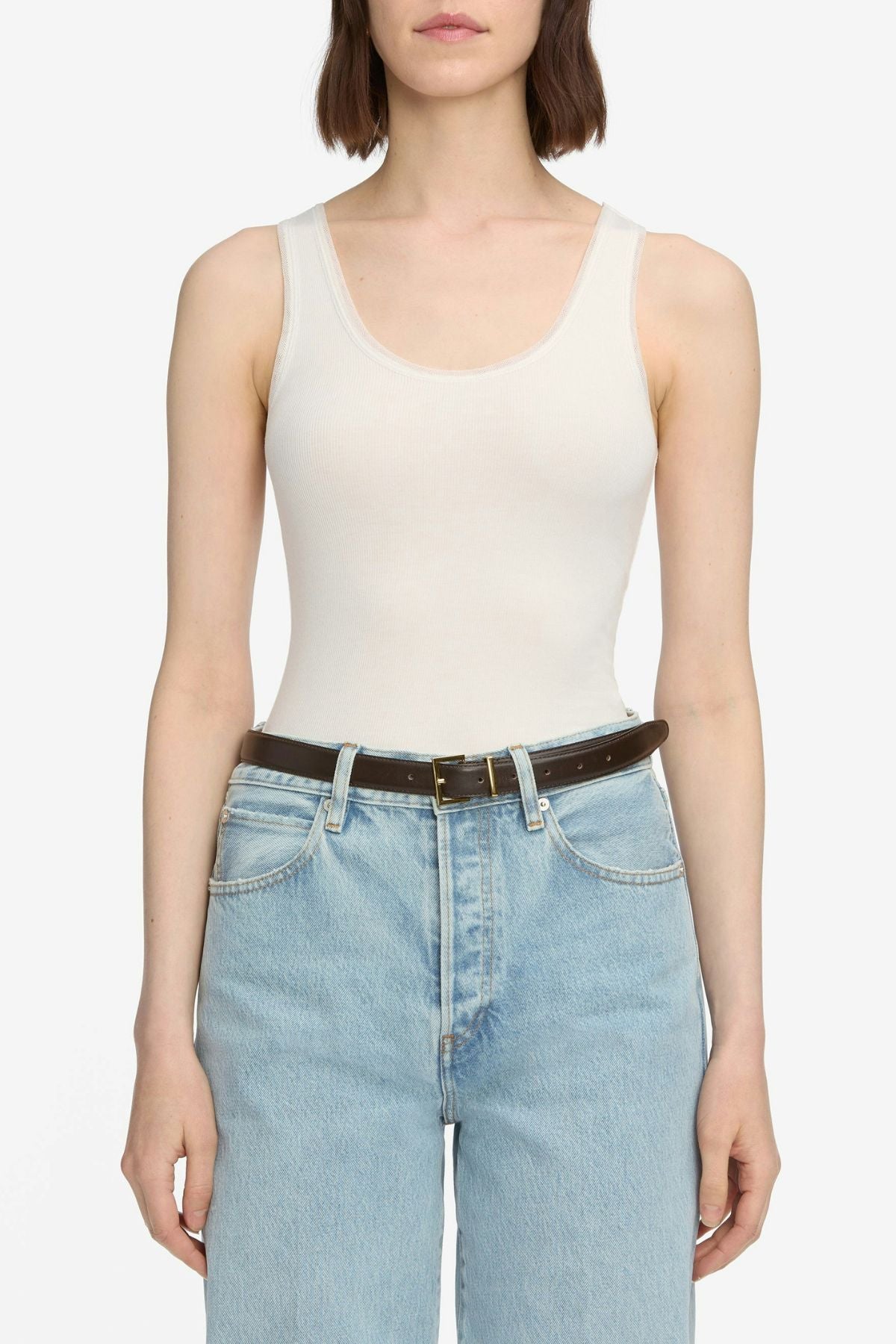 Frame Denim The Mesh Trim Tank - White