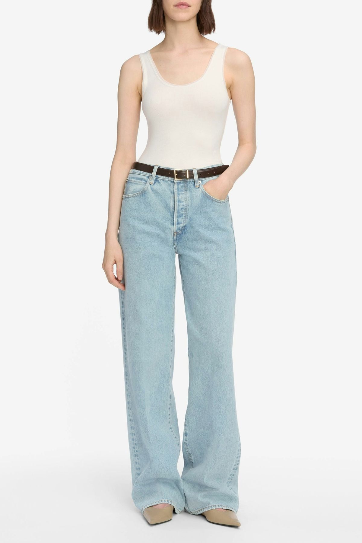 Frame Denim The Mesh Trim Tank - White