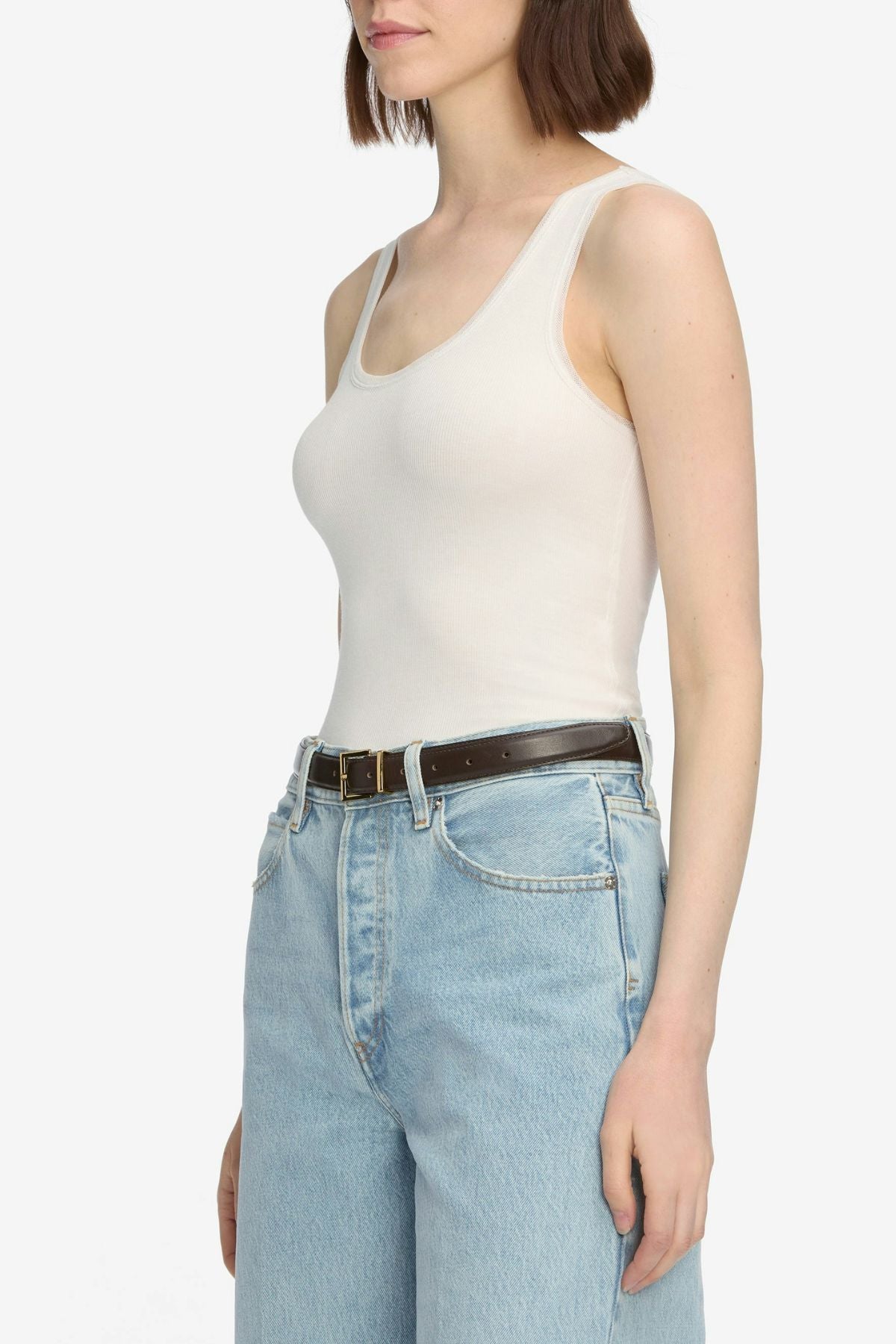 Frame Denim The Mesh Trim Tank - White