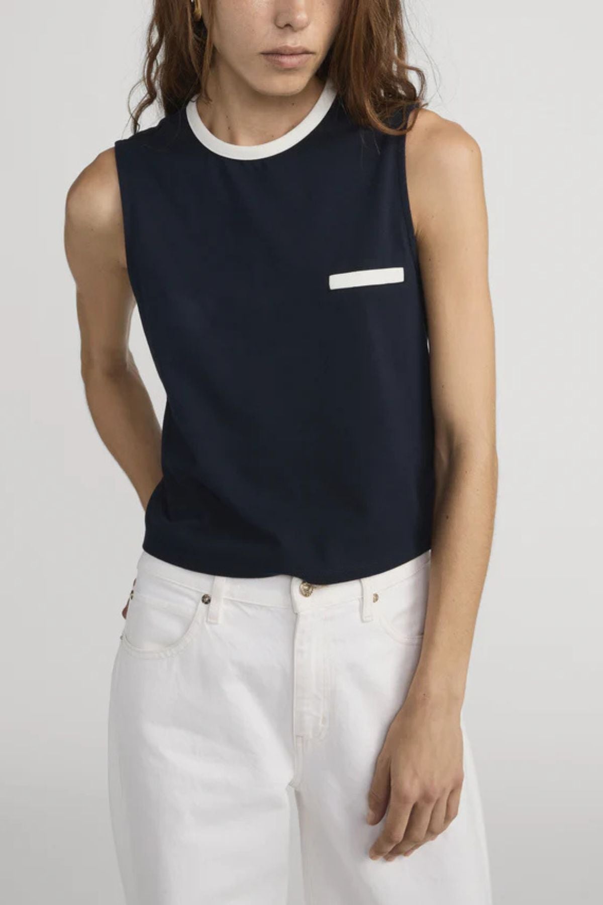Frame Denim The Pique Pocket Tank - Navy Multi